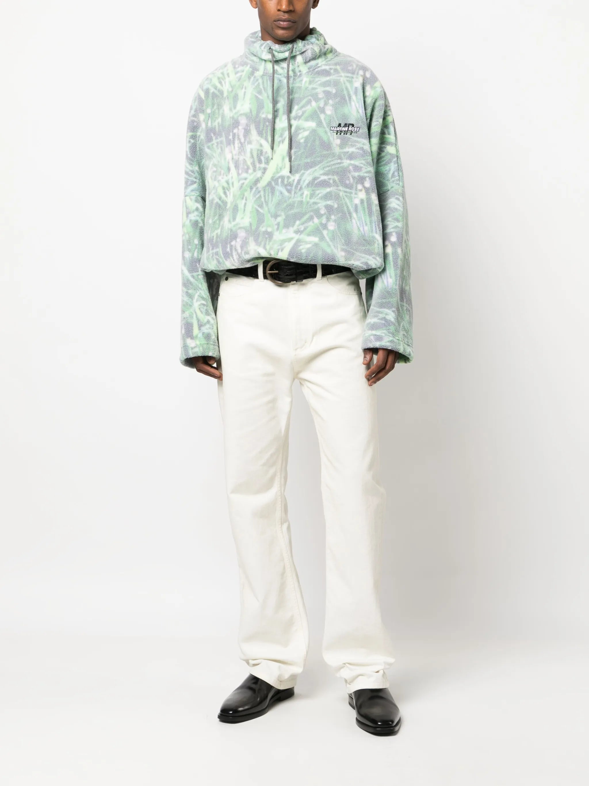 grass-print fleece-texture sweatshirt