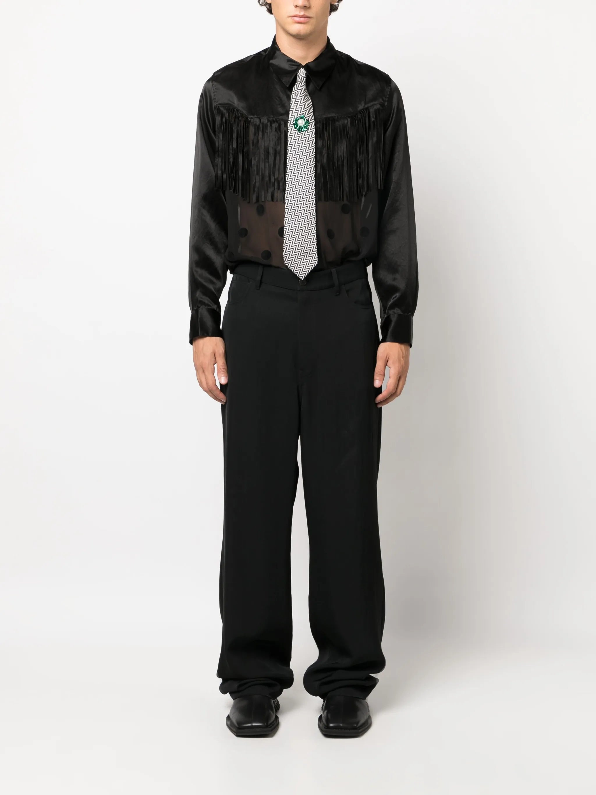 Western-style sheer shirt