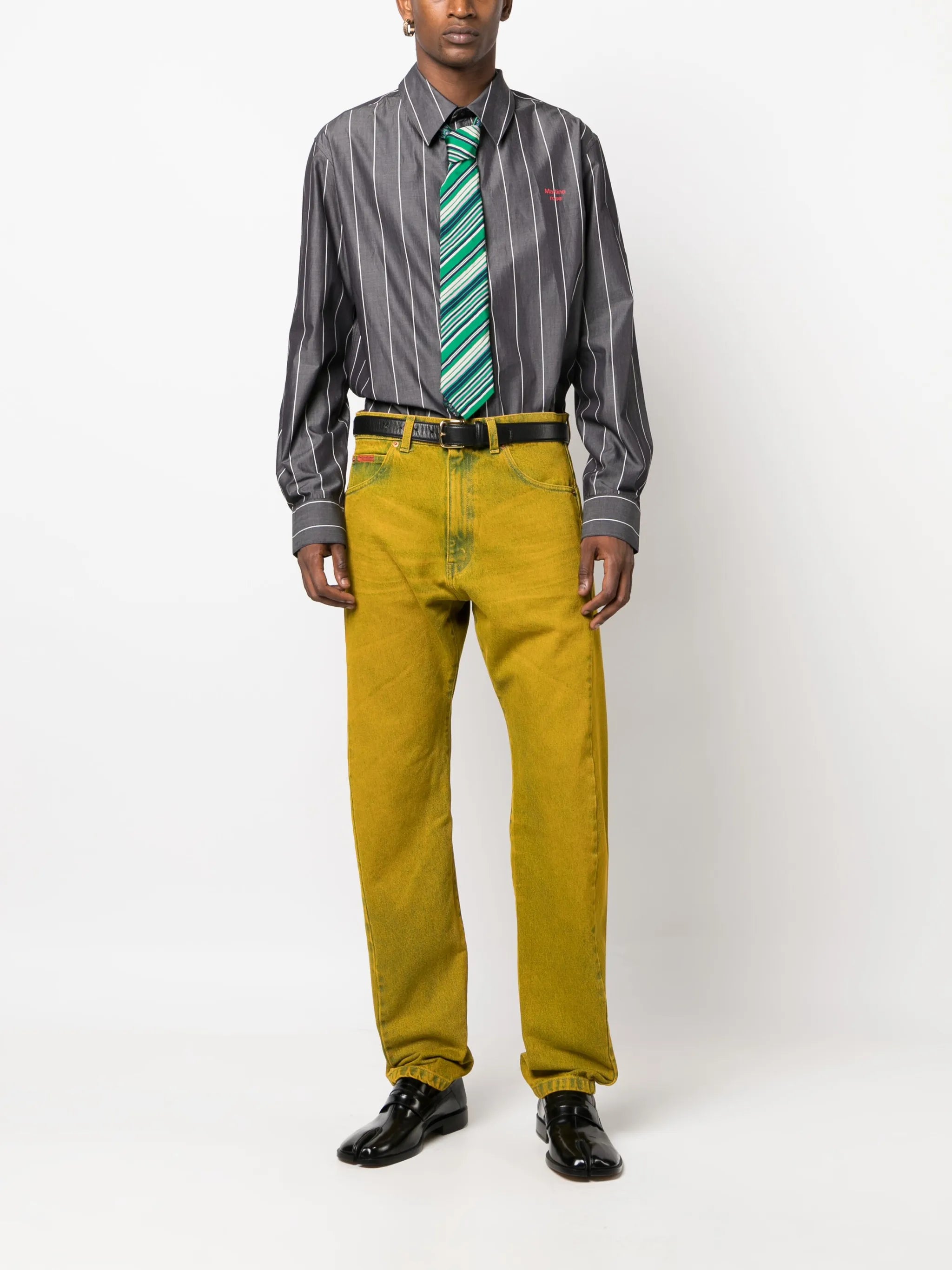 high-rise straight-leg jeans