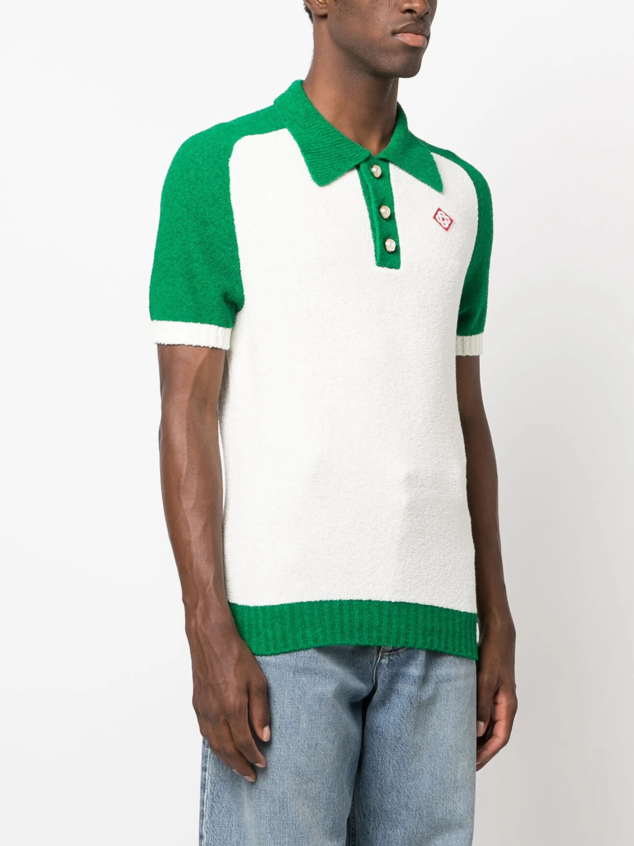 logo-patch bouclé polo shirt