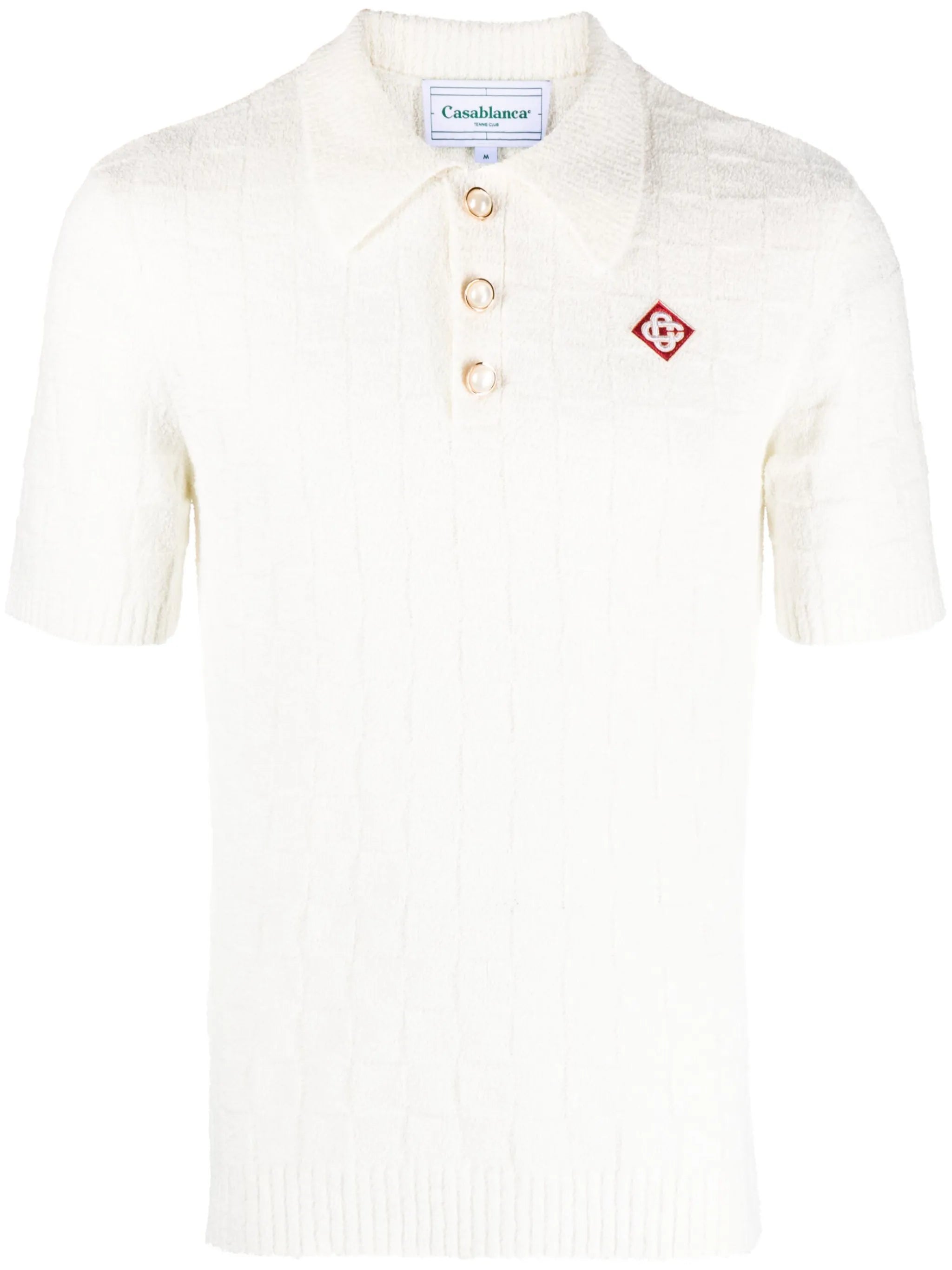logo-embroidered bouclé polo shirt
