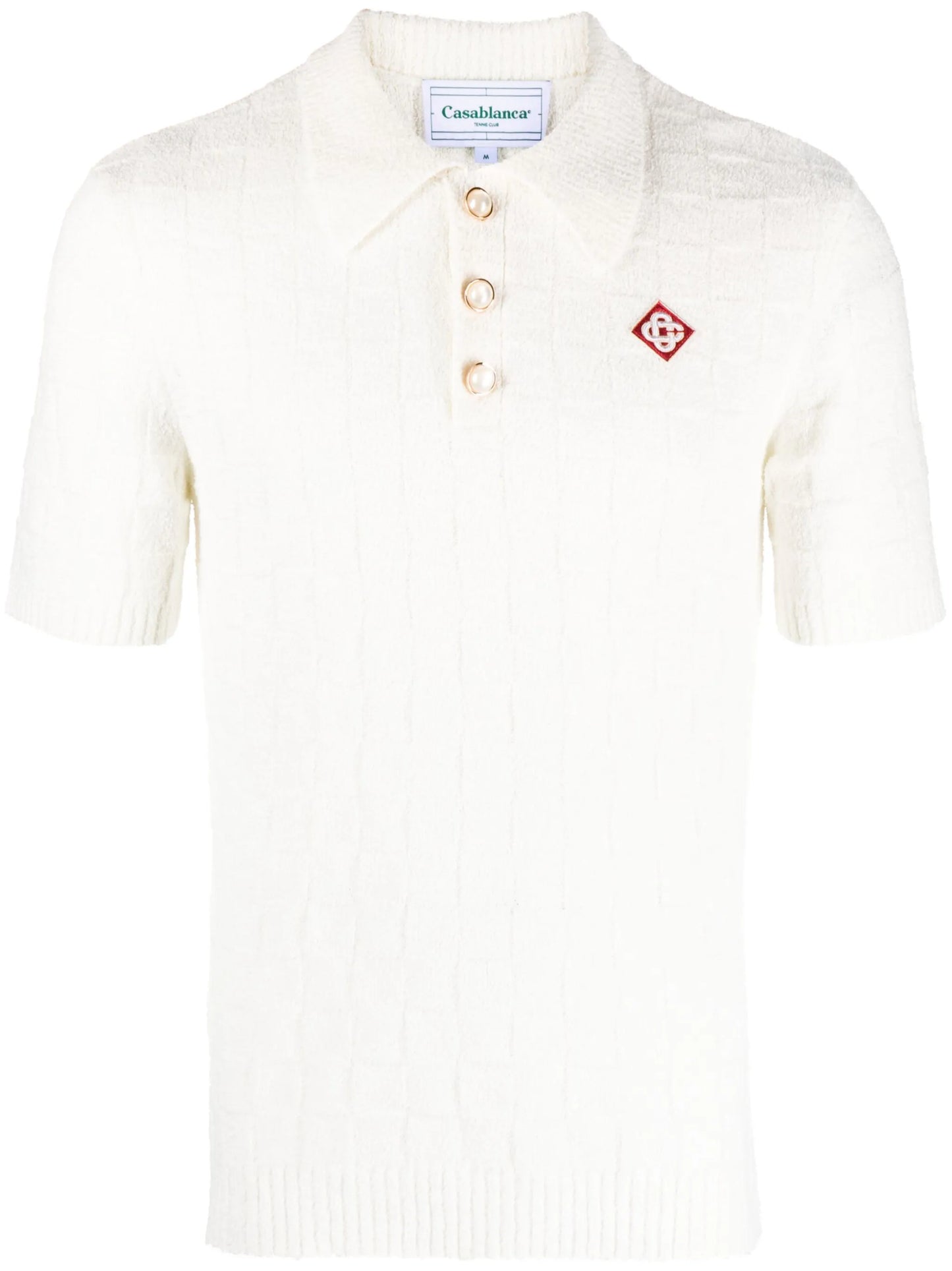 logo-embroidered bouclé polo shirt