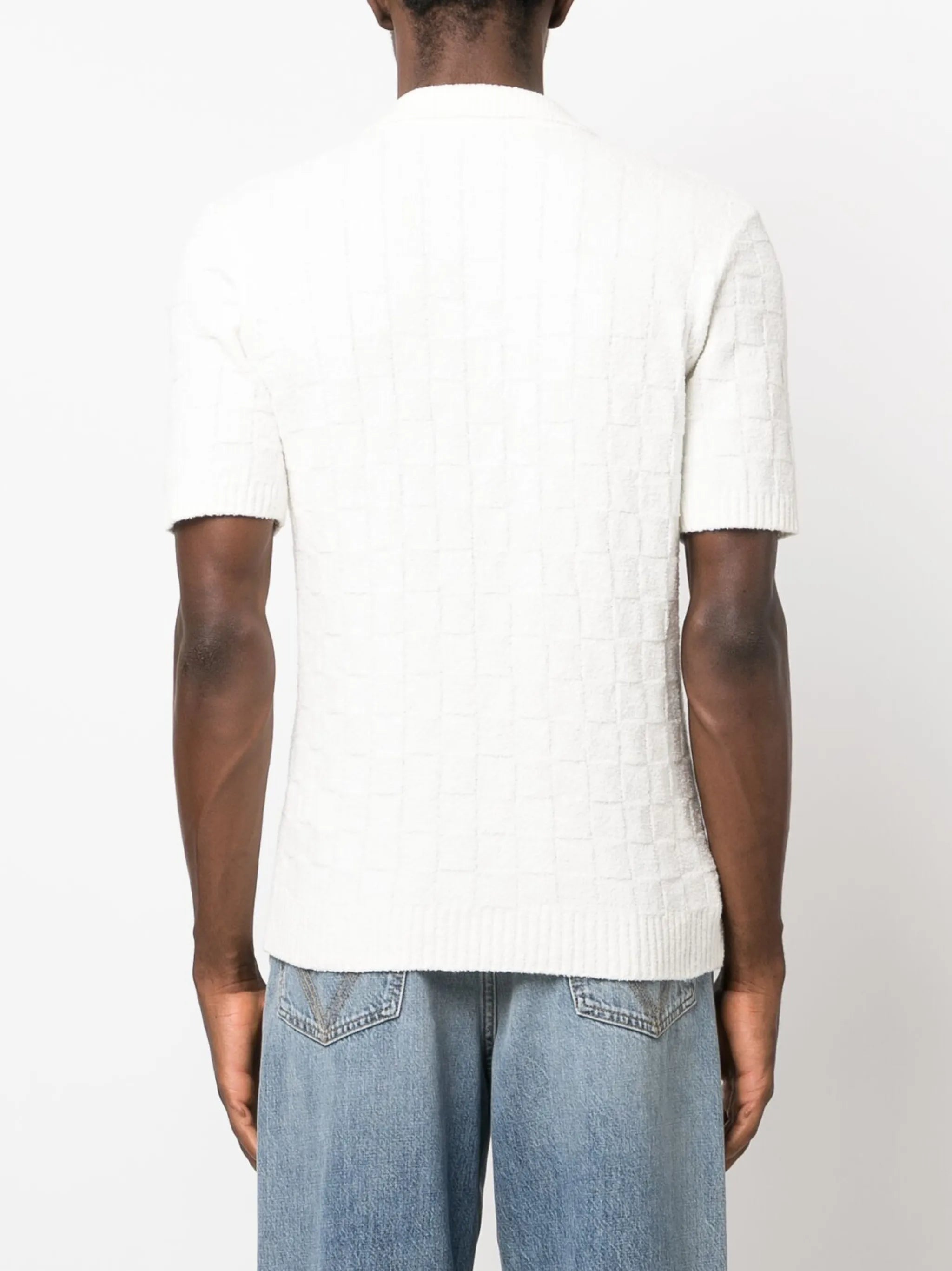 logo-embroidered bouclé polo shirt