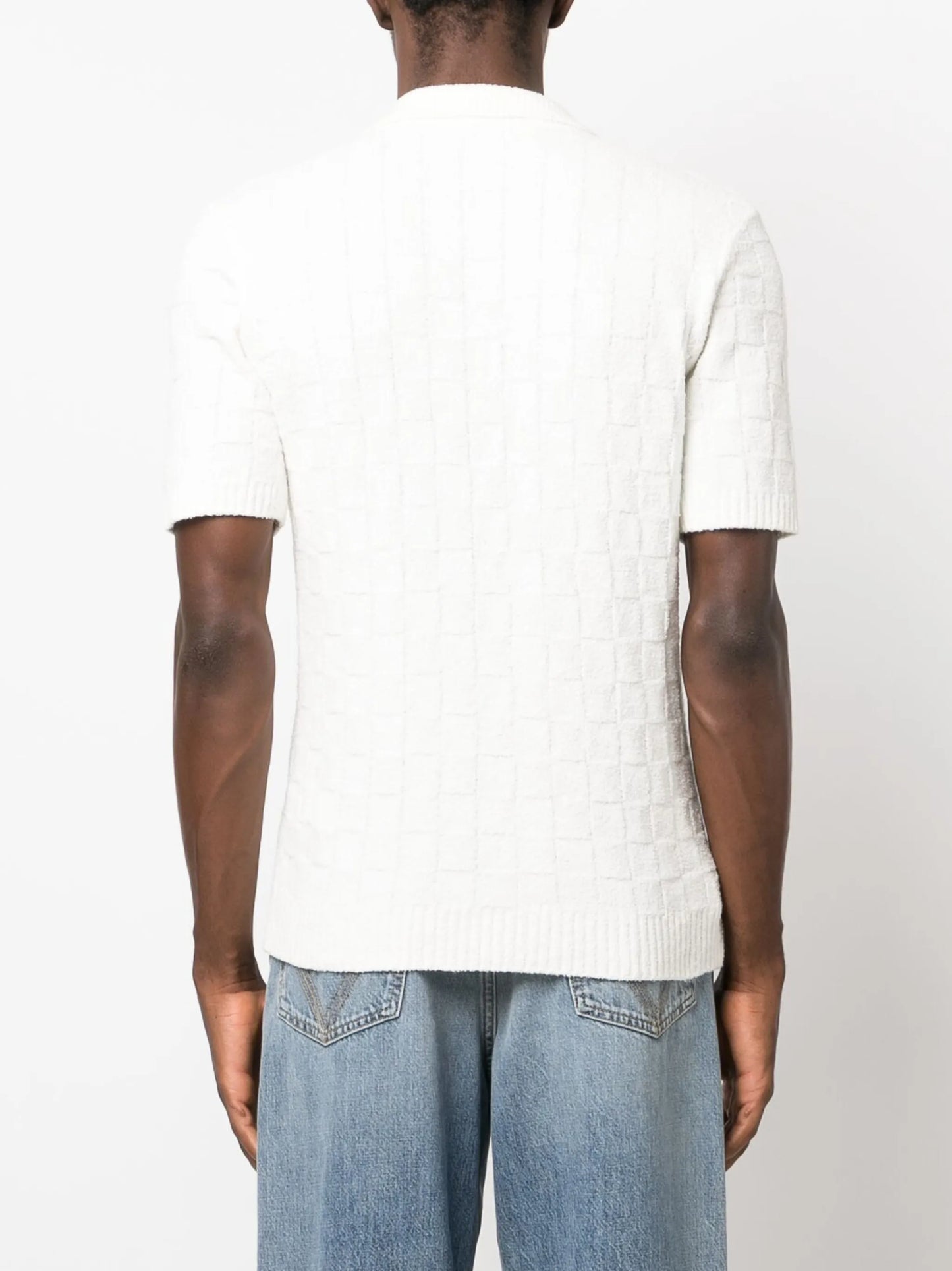 logo-embroidered bouclé polo shirt