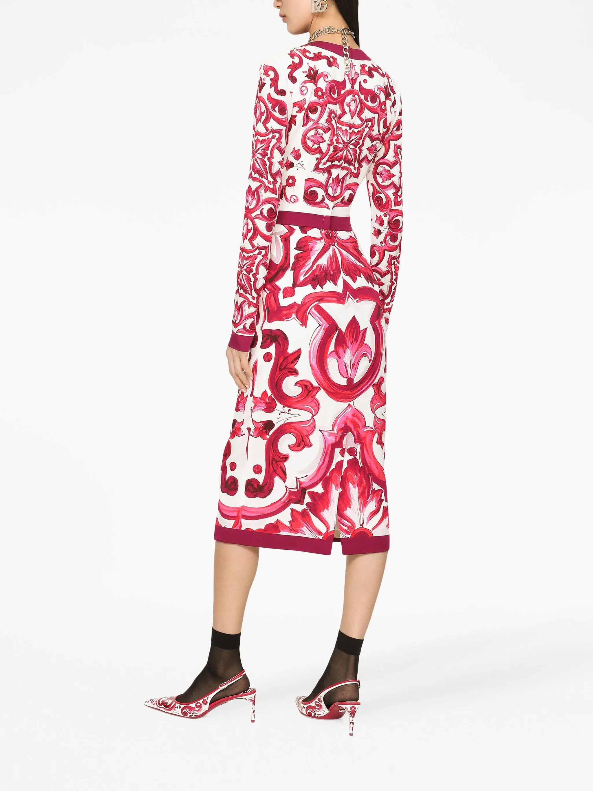 Majolica-print sheath dress