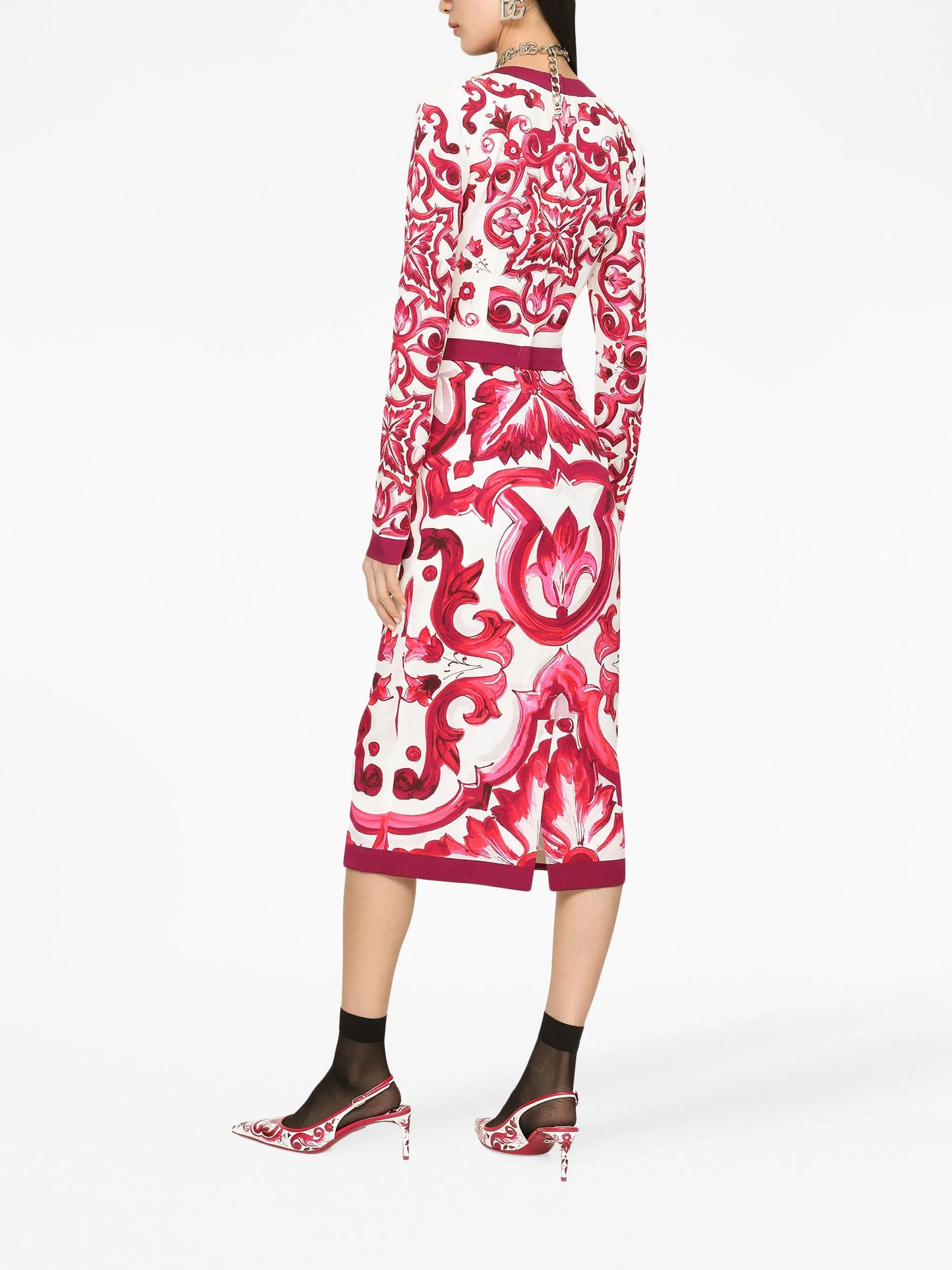 Majolica-print sheath dress