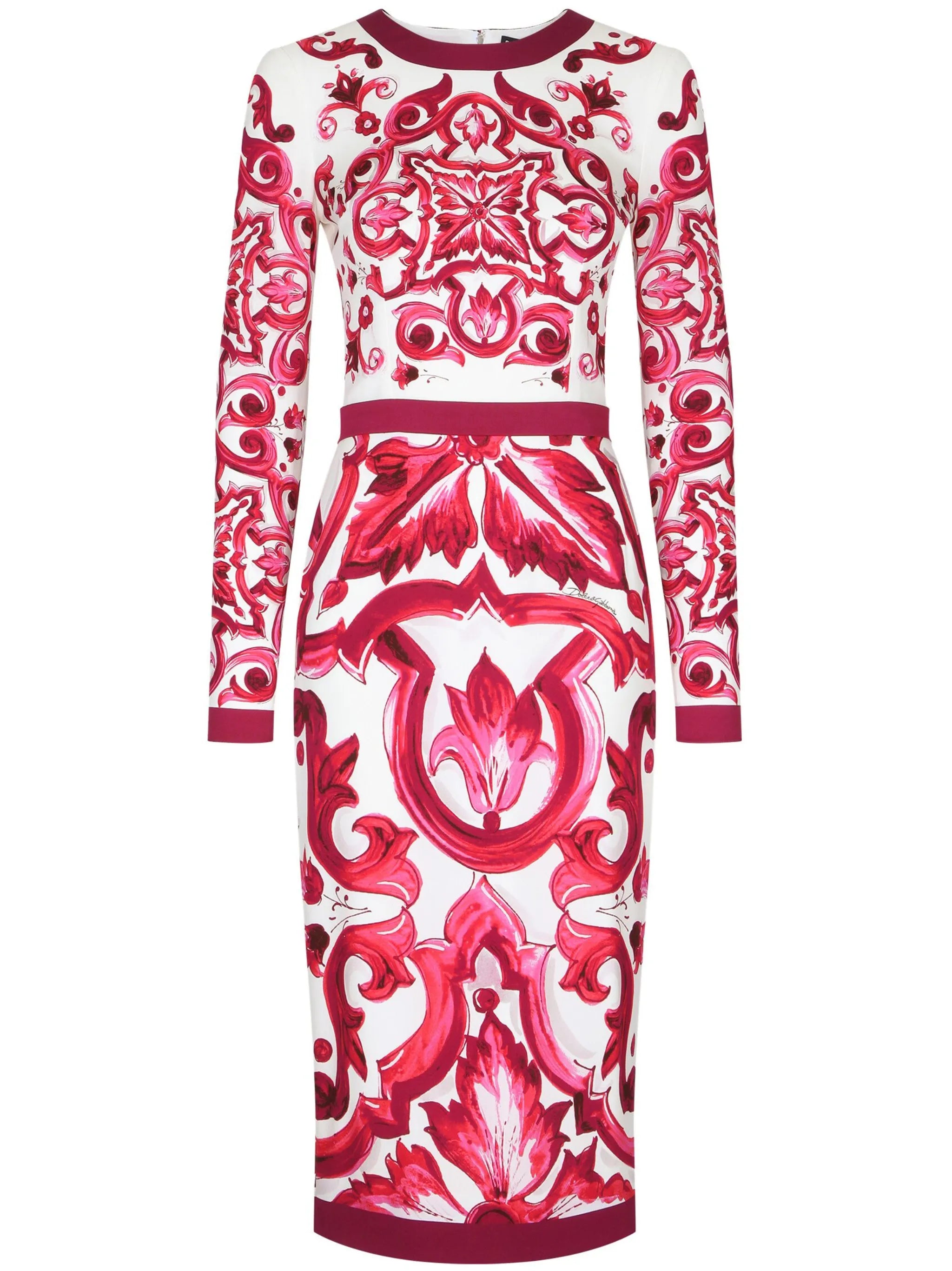 Majolica-print sheath dress