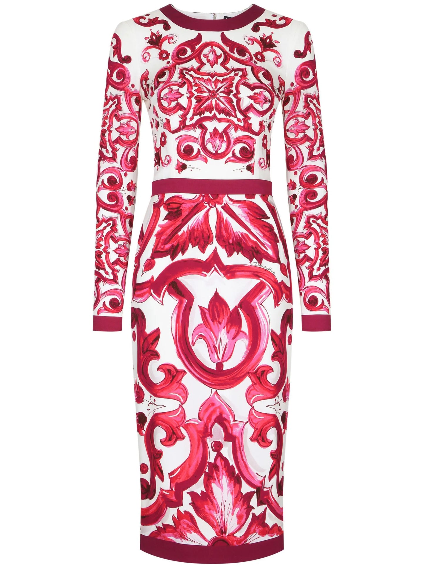 Majolica-print sheath dress