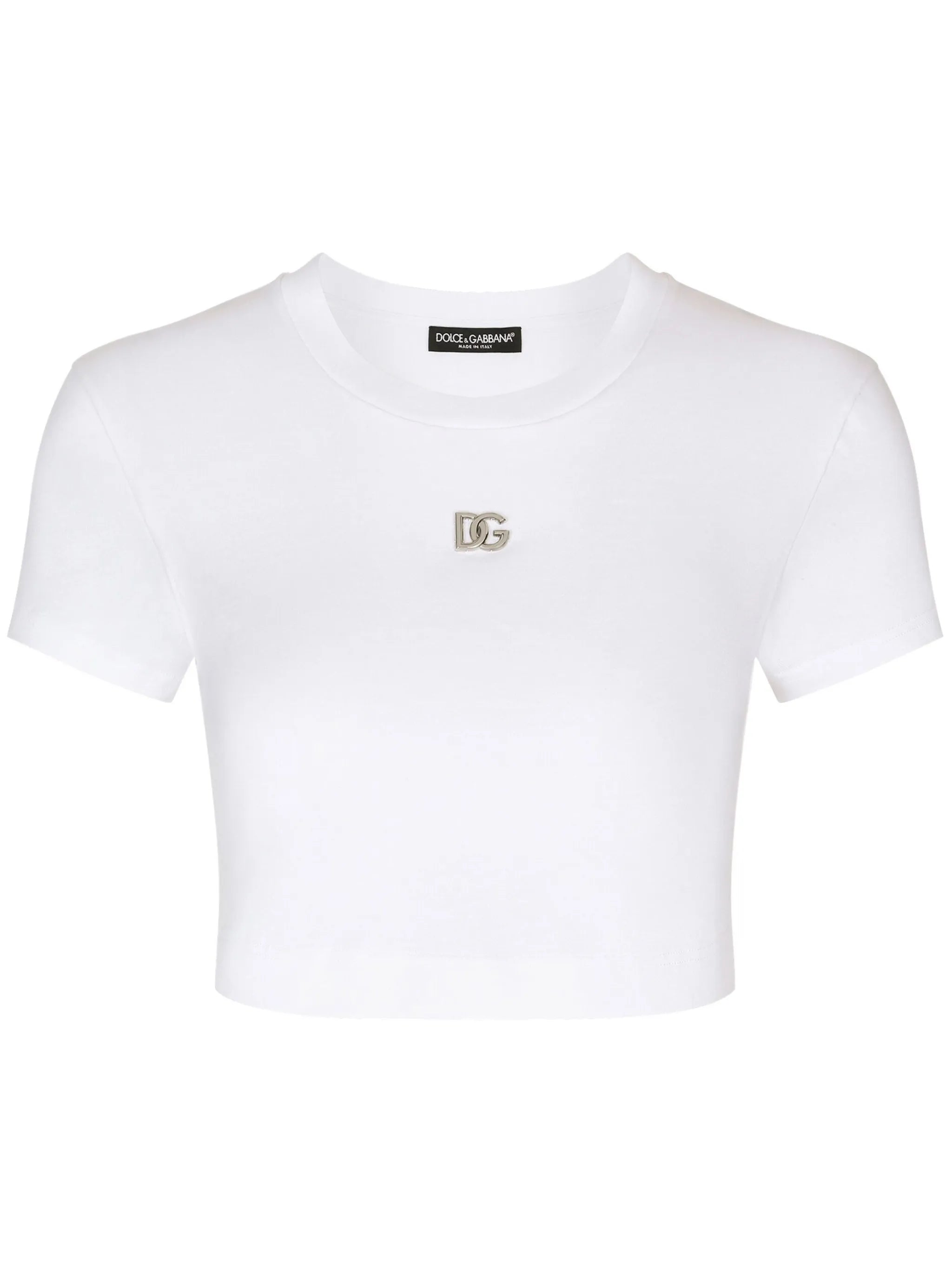 logo-embroidered crop T-shirt