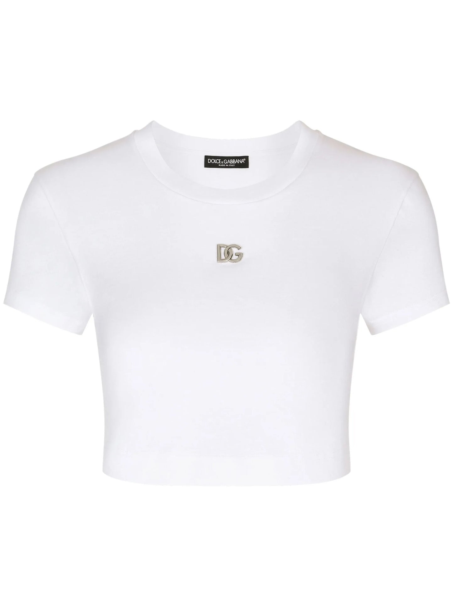 logo-embroidered crop T-shirt