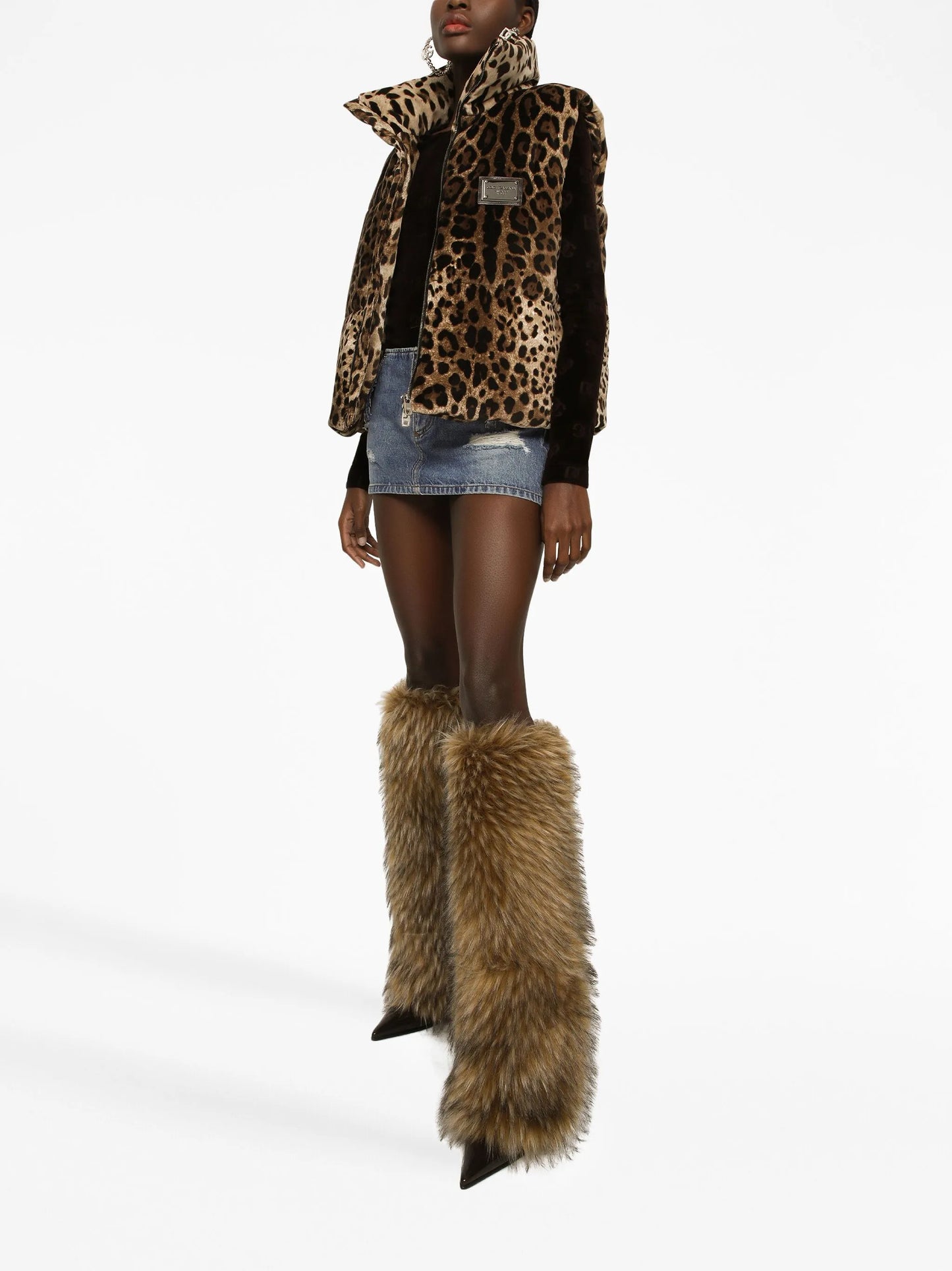 logo-plaque leopard-print gilet