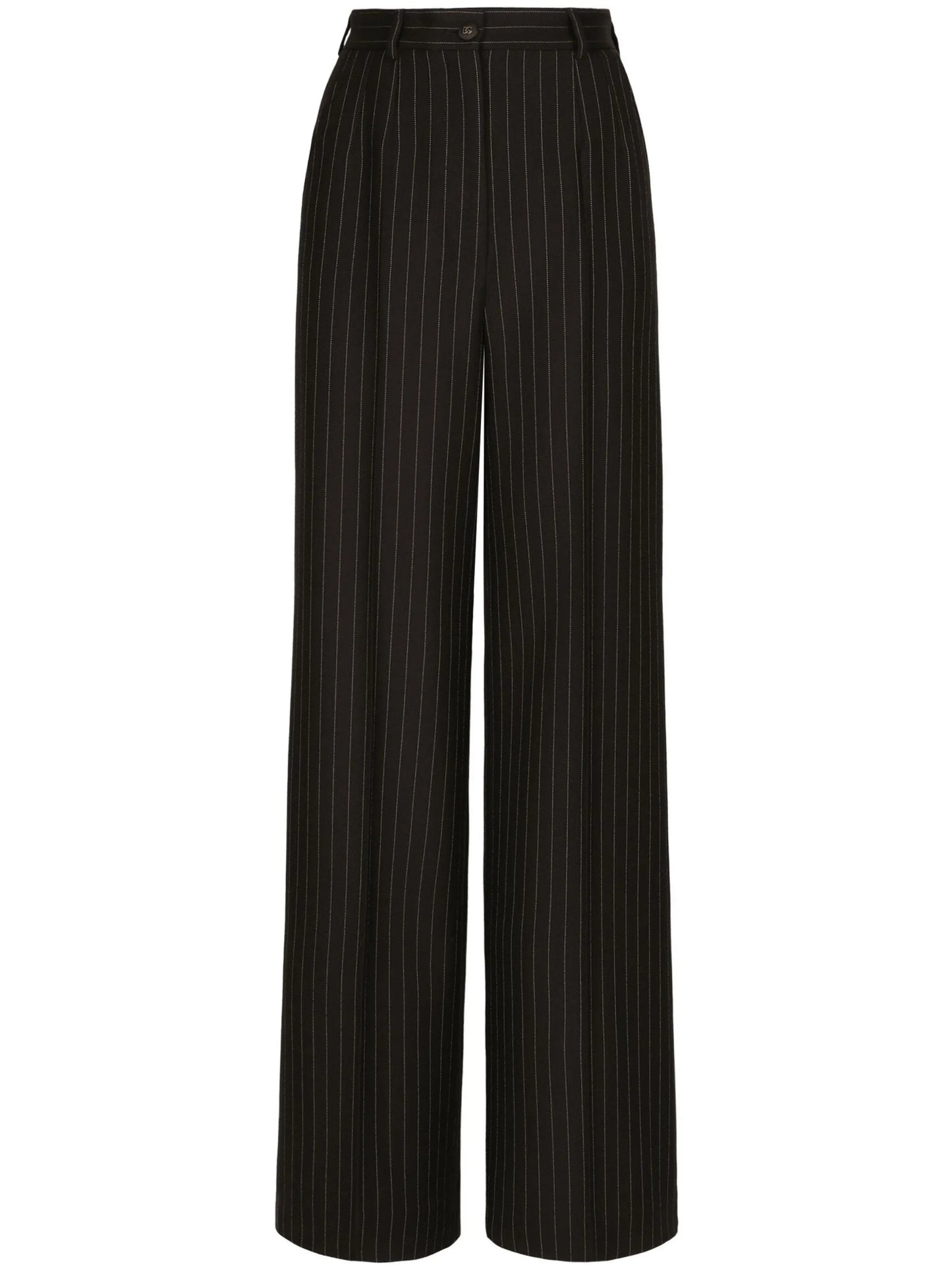 pinstripe-print high-waist wide-leg trousers