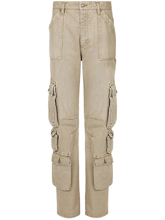logo-plaque mid-rise cargo jeans