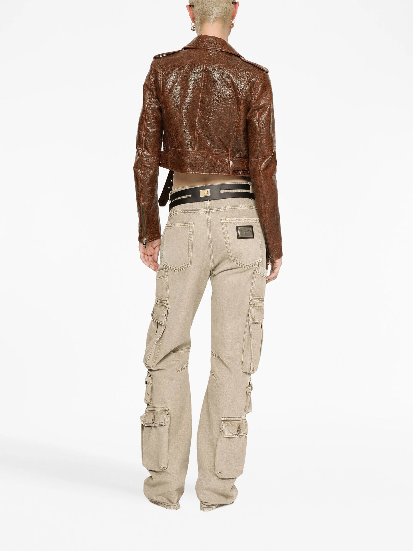 logo-plaque mid-rise cargo jeans