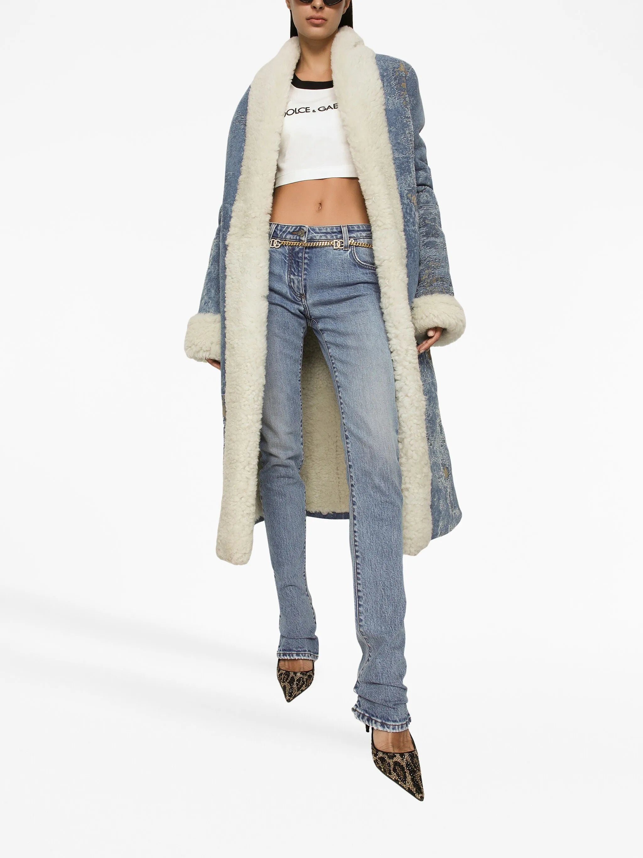 logo-patch low-rise bootcut jeans