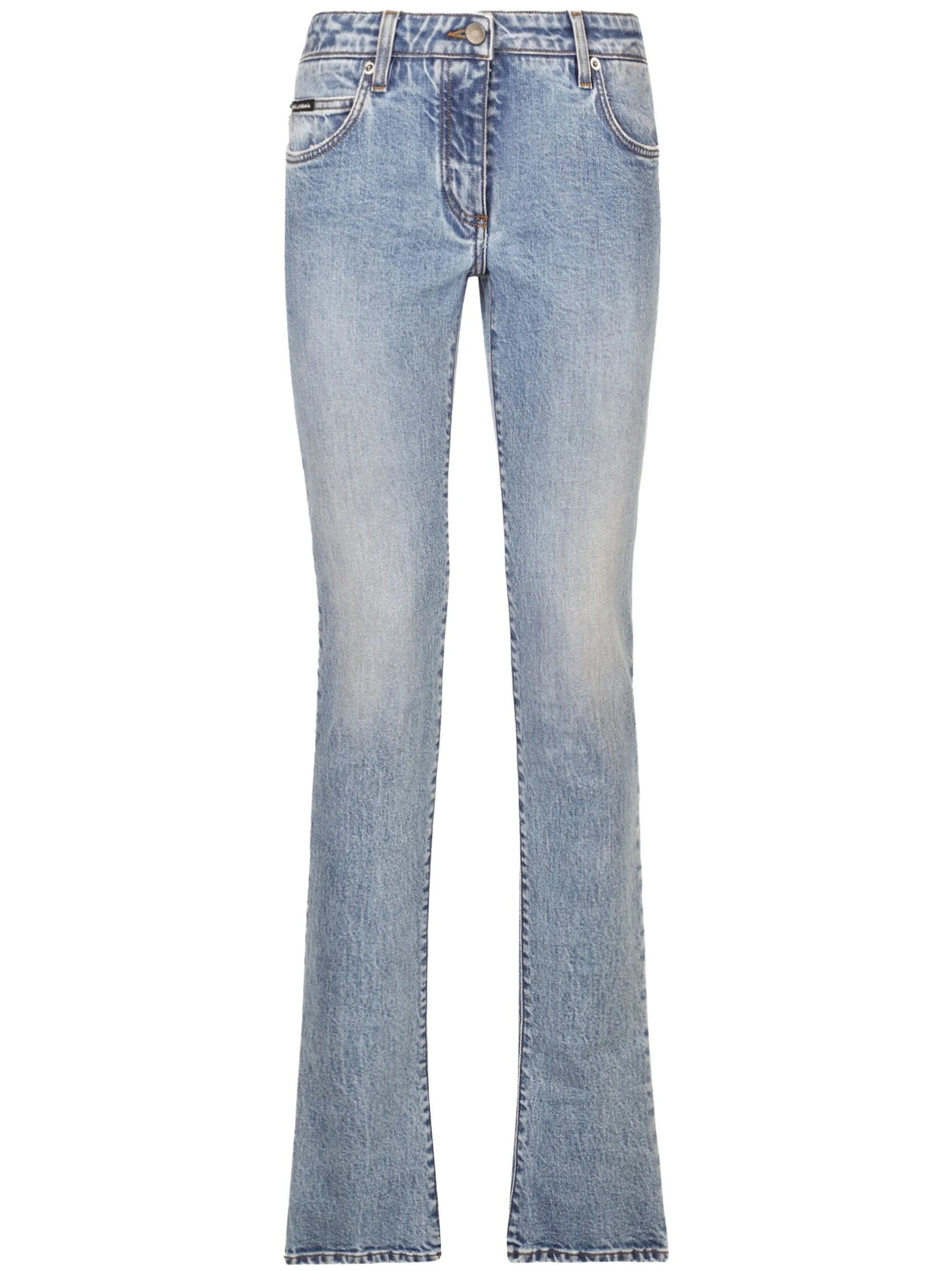 logo-patch low-rise bootcut jeans