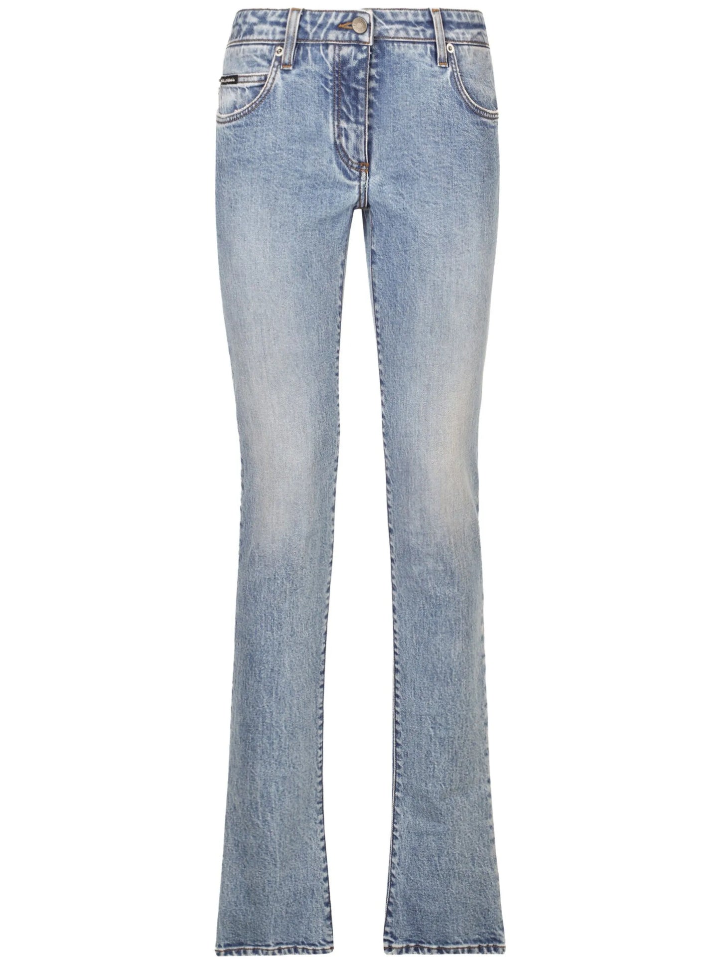 logo-patch low-rise bootcut jeans