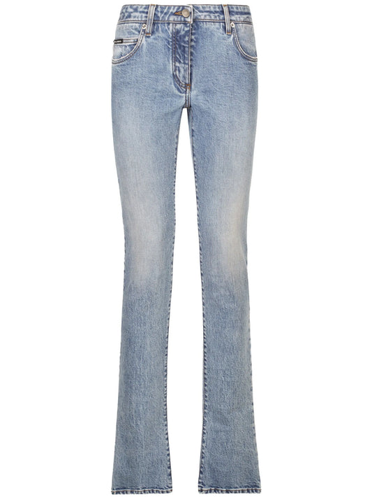 logo-patch low-rise bootcut jeans
