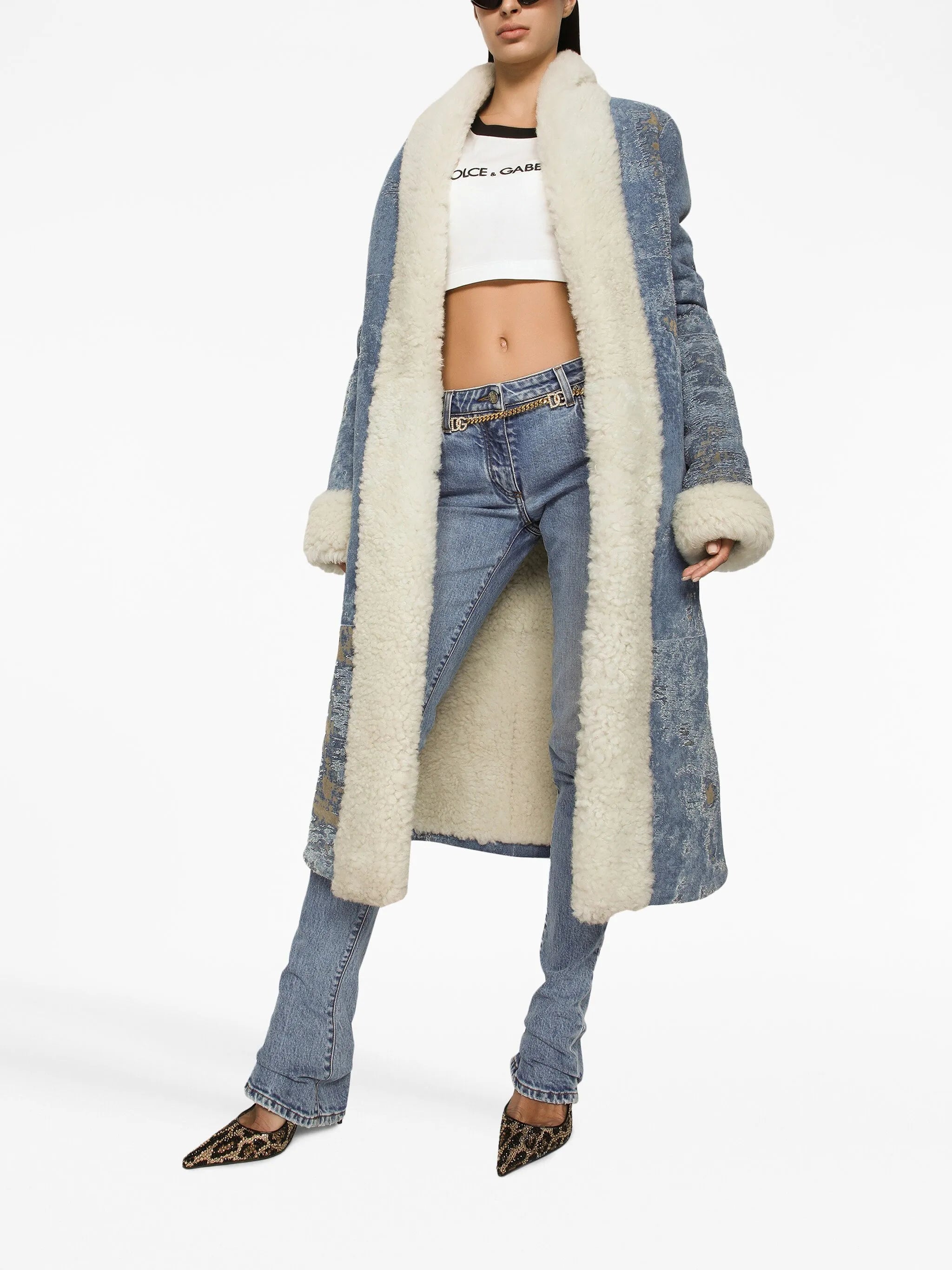 logo-patch low-rise bootcut jeans