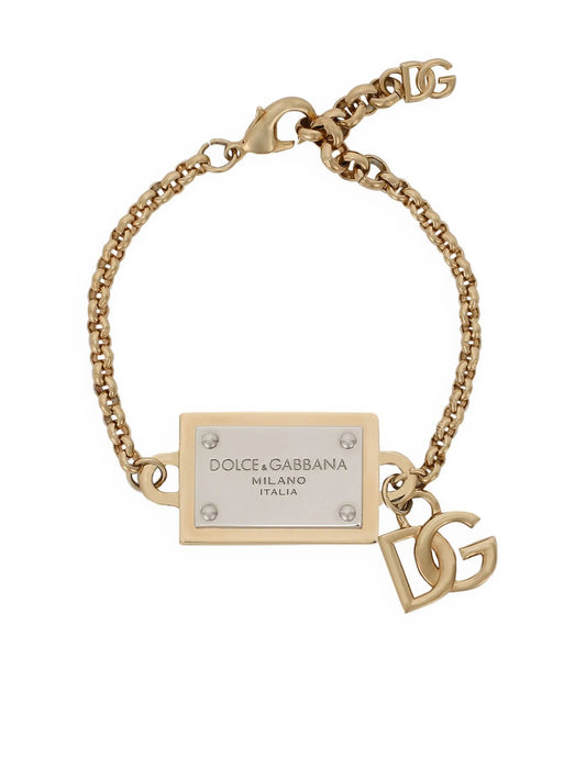 logo-lettering chain-link detailing bracelet