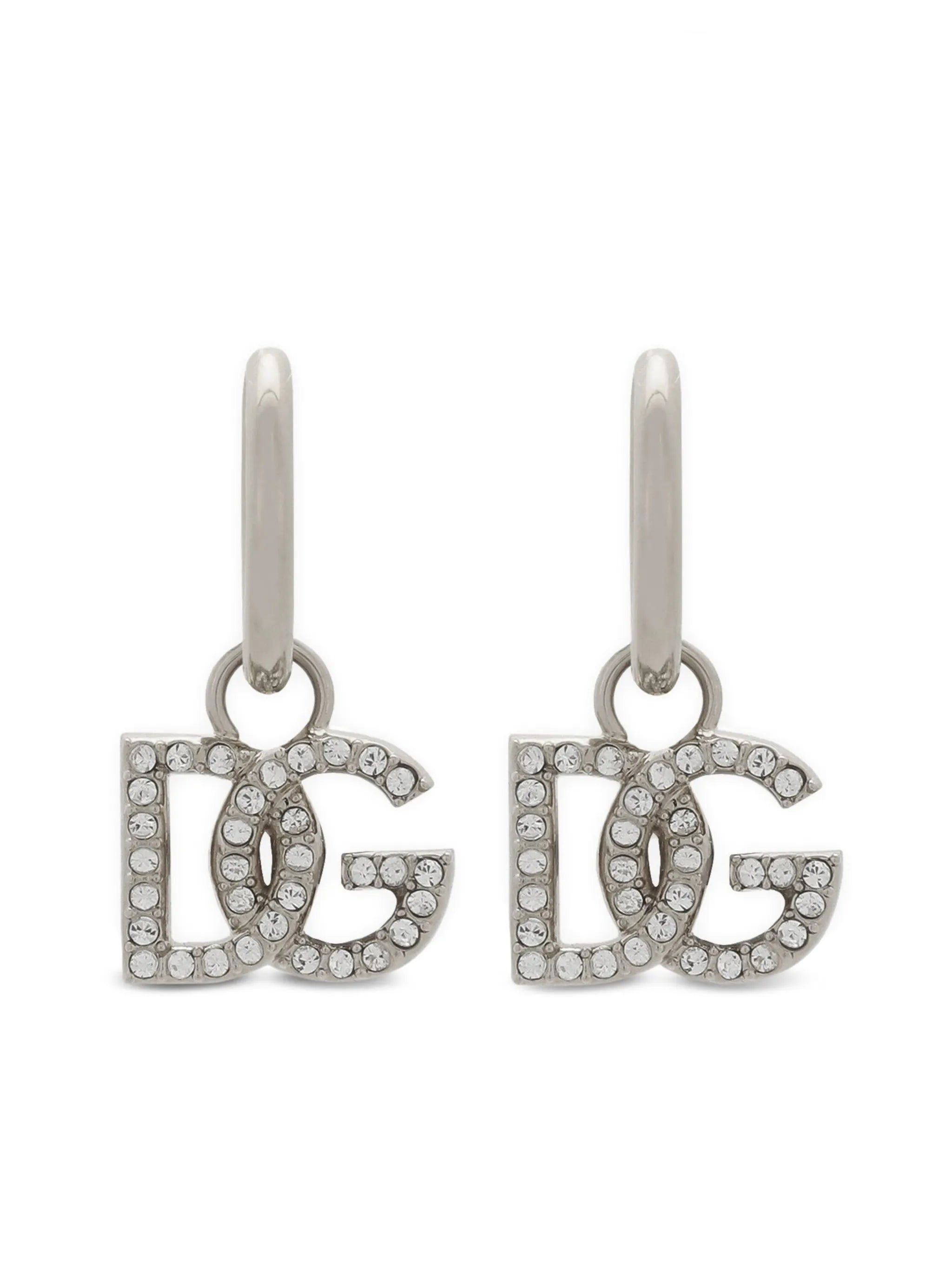 logo-charm polished hoop earrings