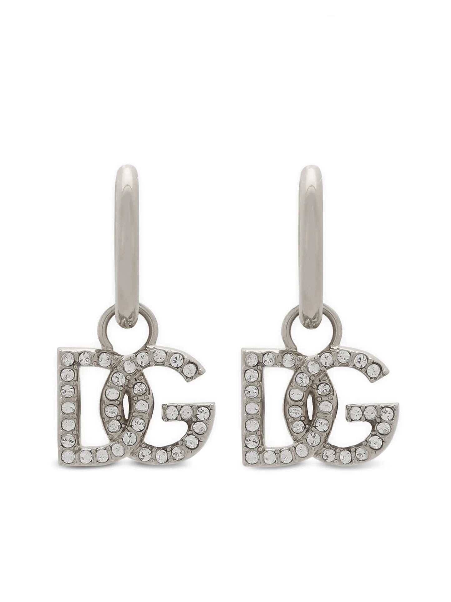 logo-charm polished hoop earrings