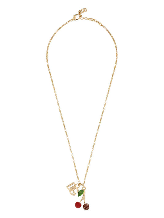 logo-charm polished necklace