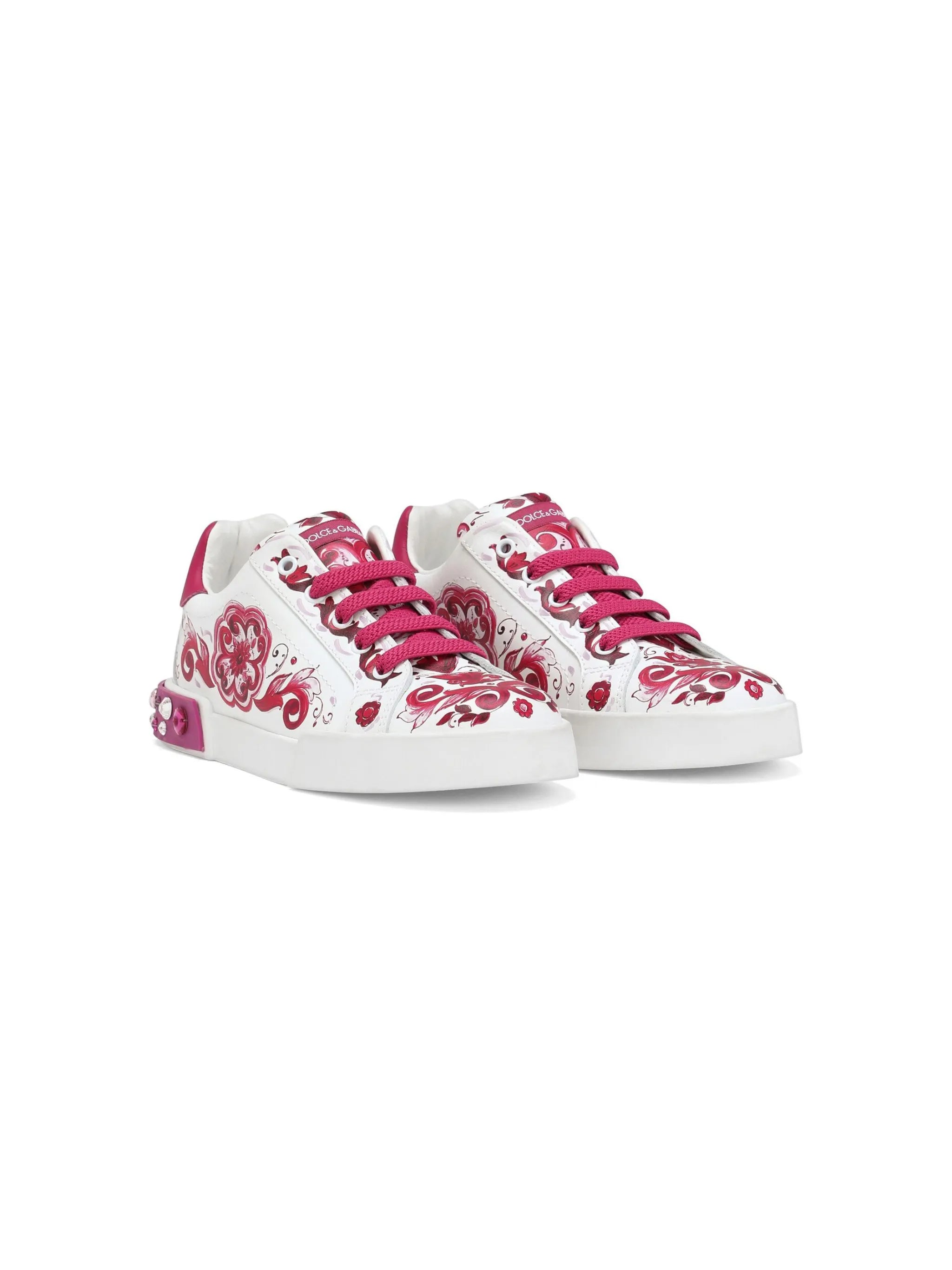 Portofino Majolica-print leather sneakers