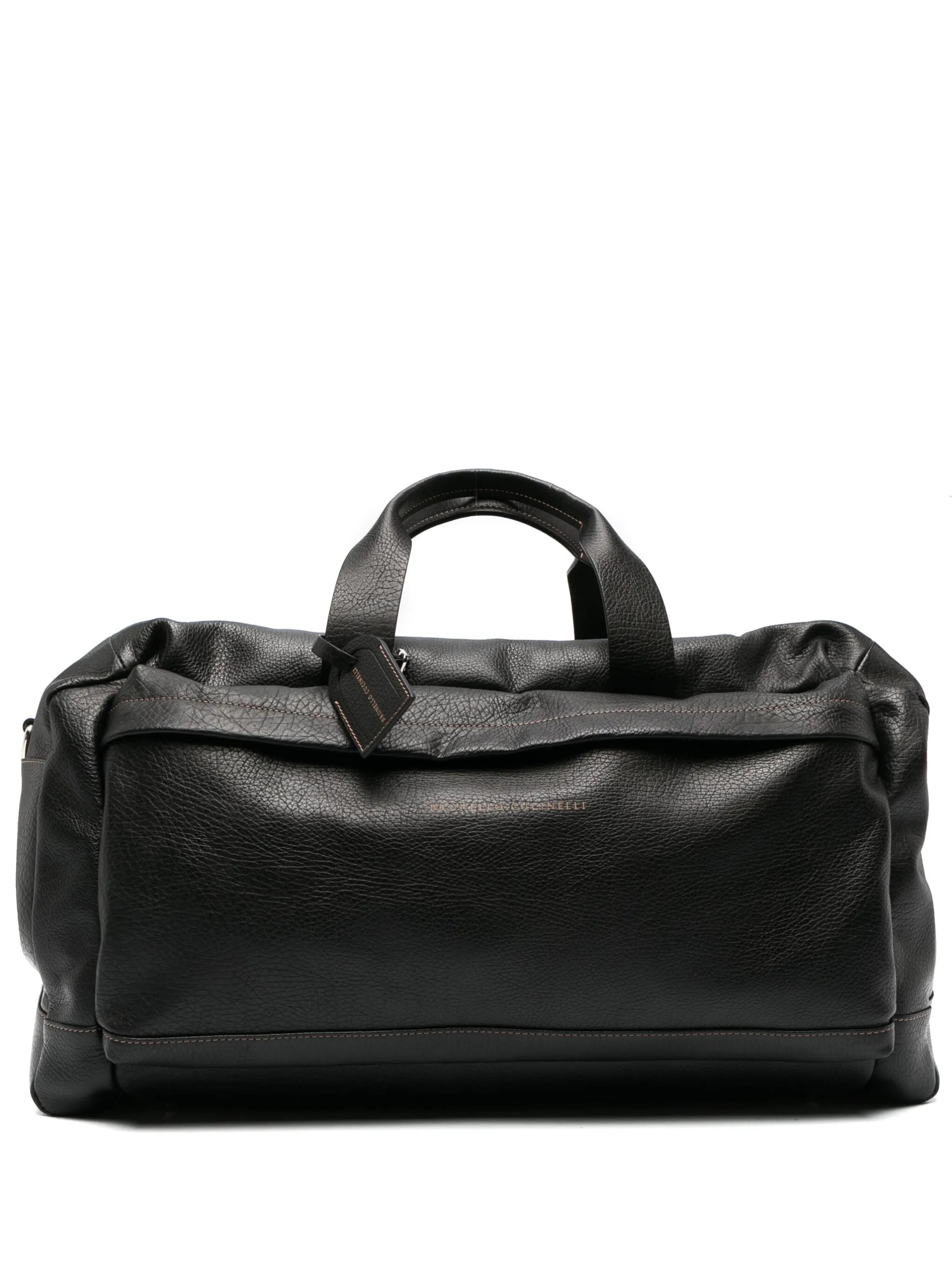 logo-print leather holdall