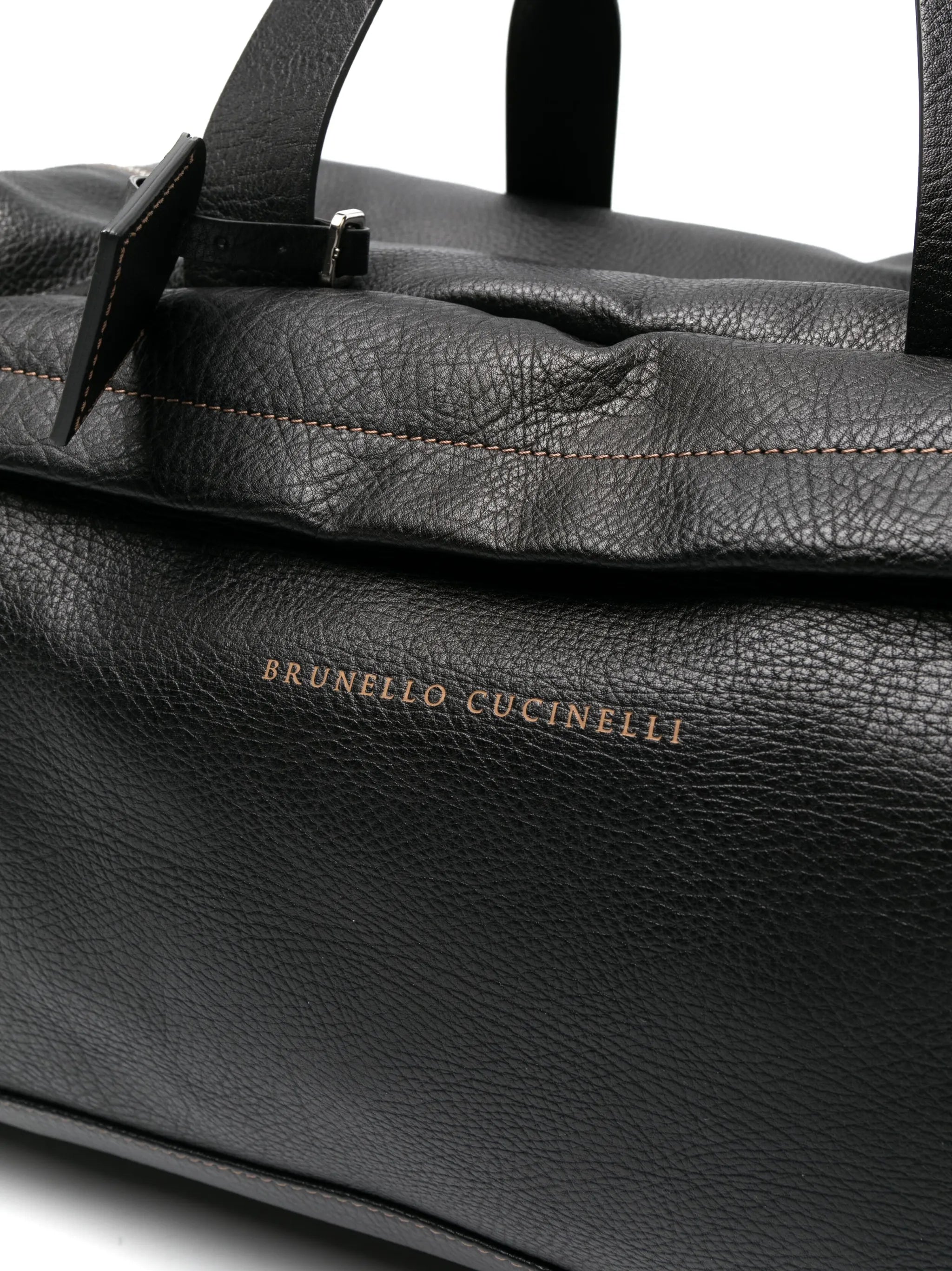 logo-print leather holdall