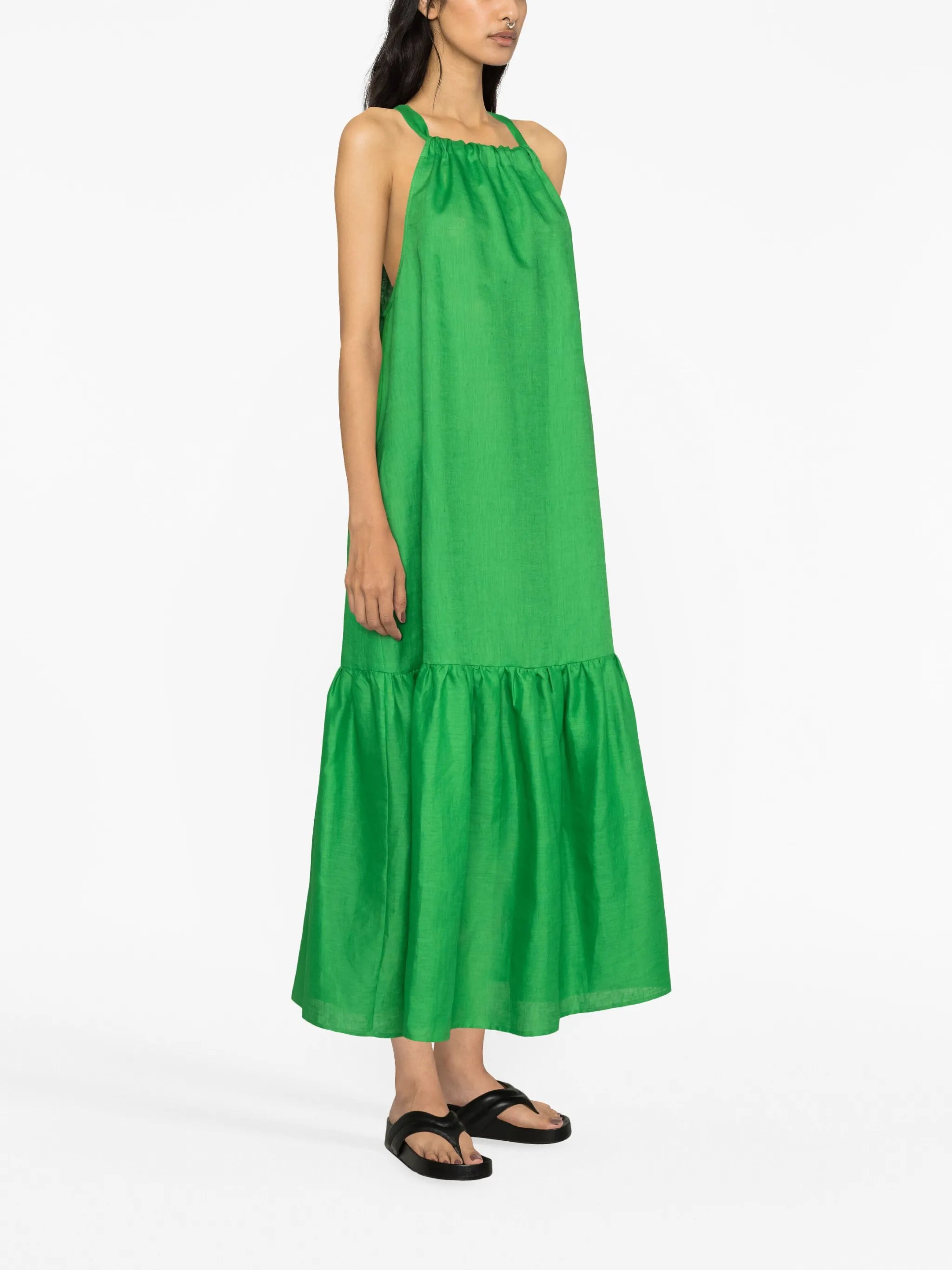 Ibiza halterneck linen midi dress