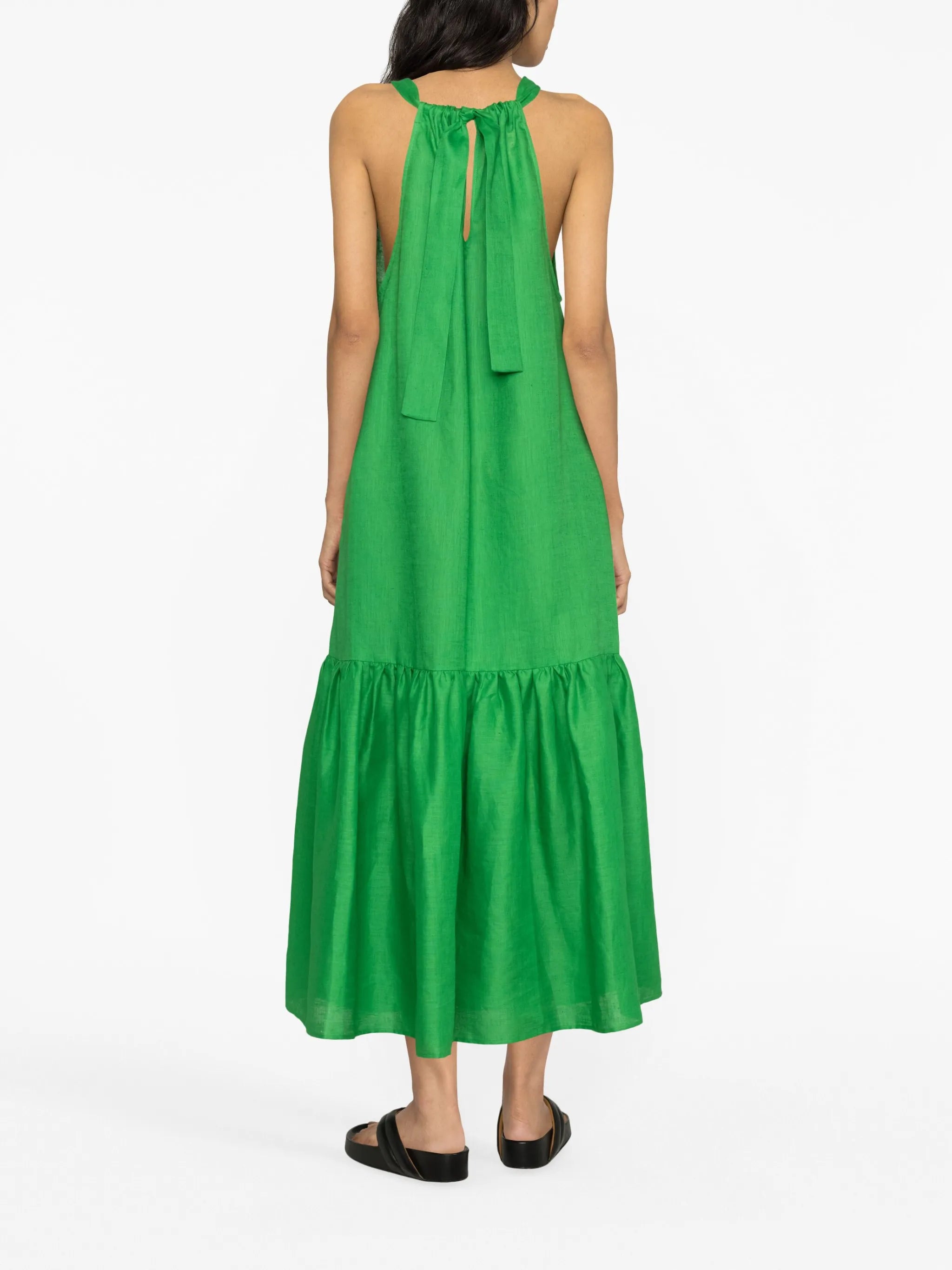 Ibiza halterneck linen midi dress