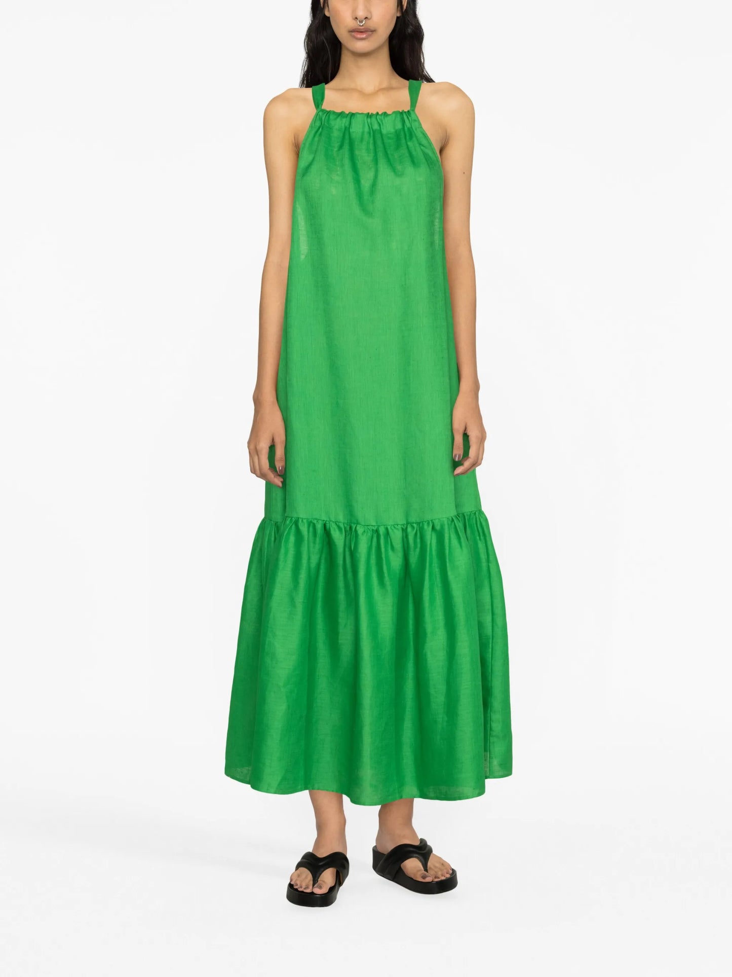 Ibiza halterneck linen midi dress