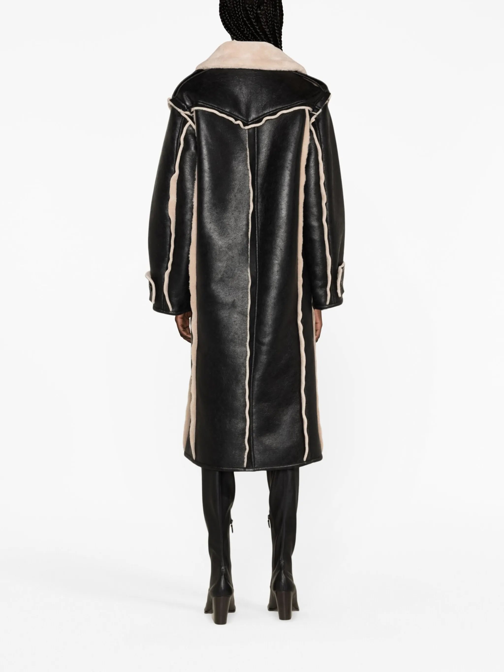 Frankie double-breasted faux-leather coat