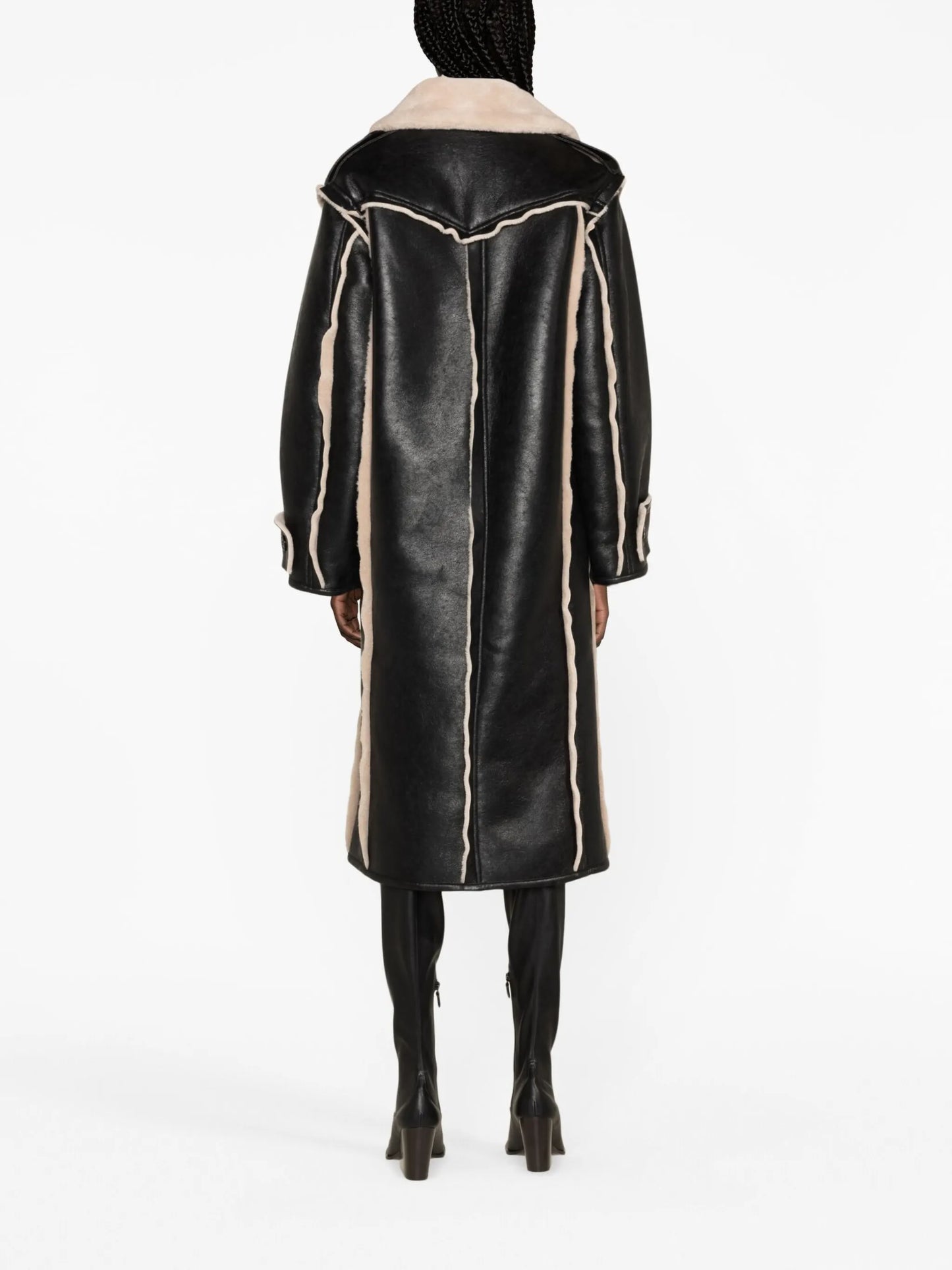 Frankie double-breasted faux-leather coat