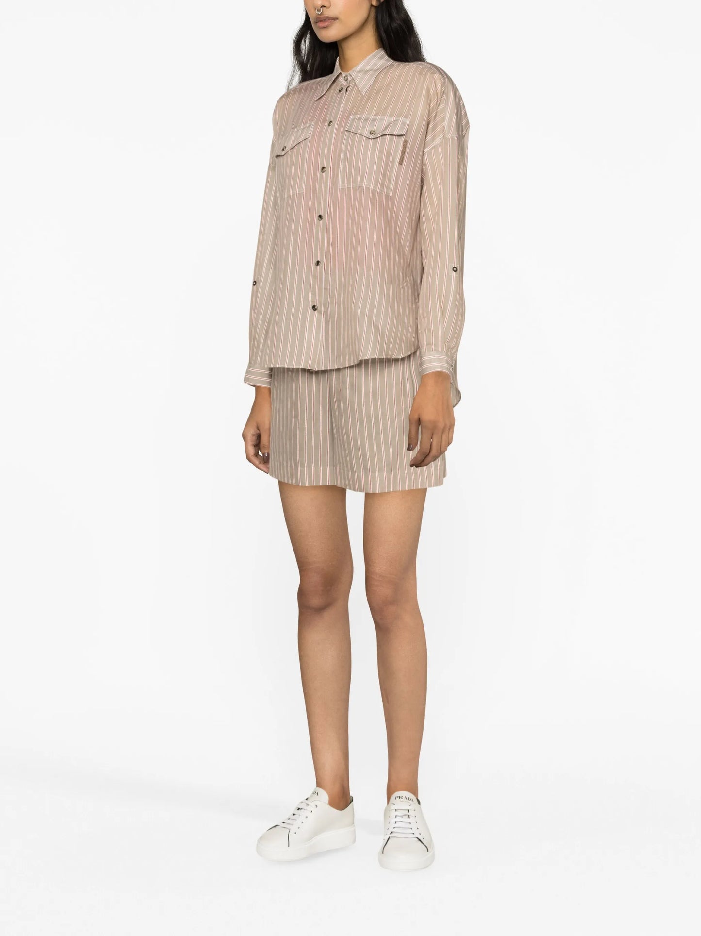 Monili bead-embellished striped shirt