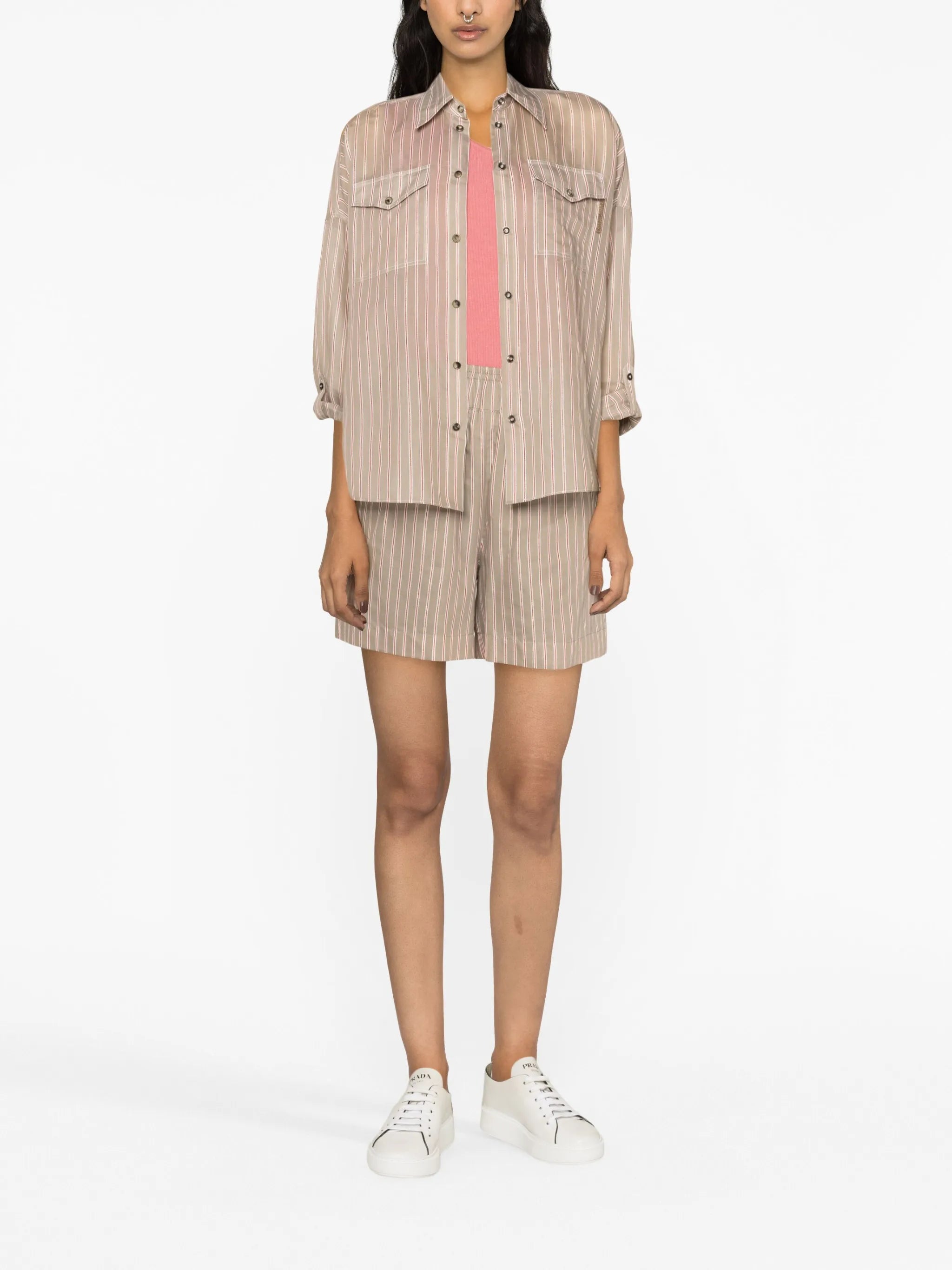 Monili bead-embellished striped shirt