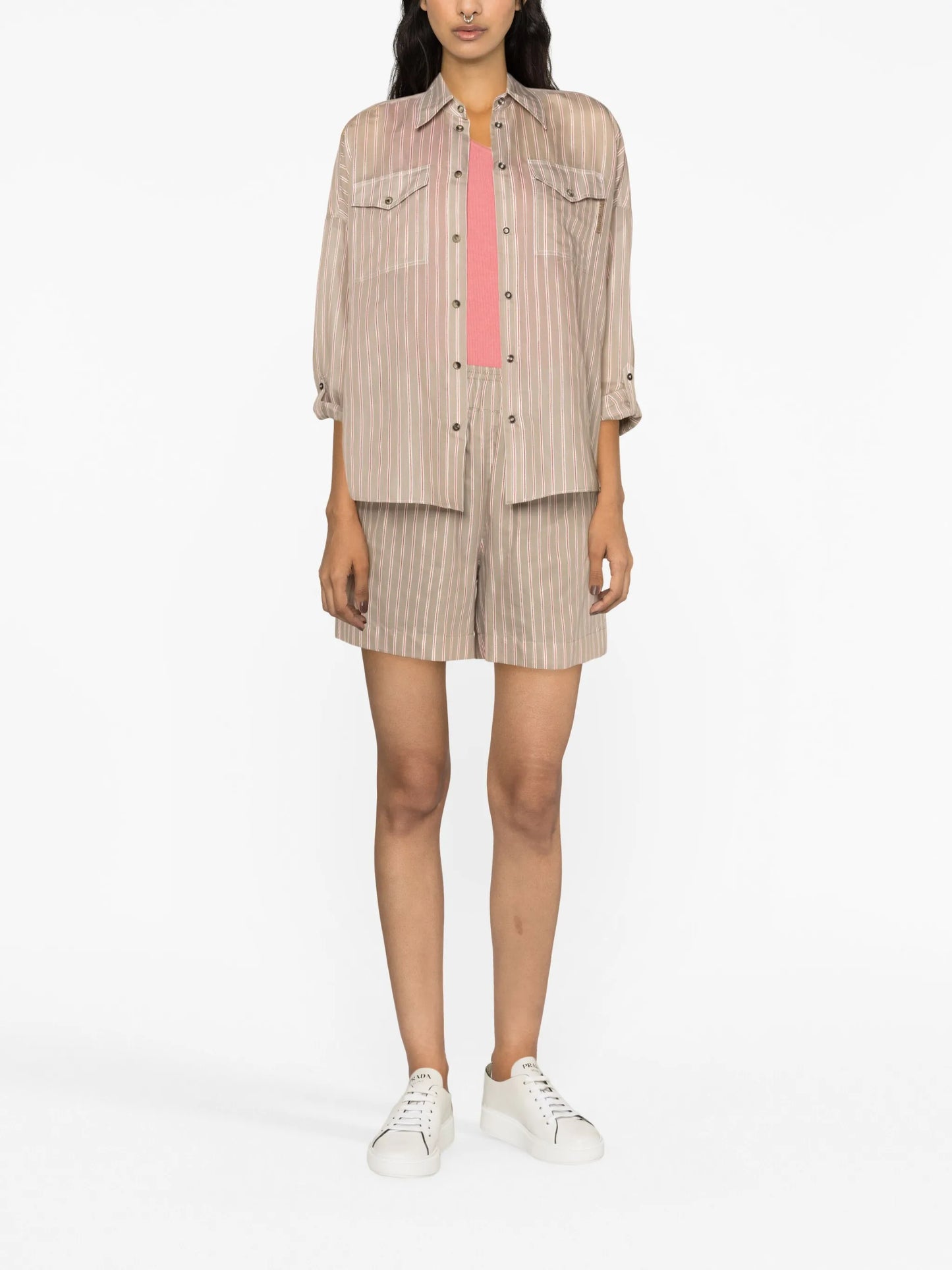 Monili bead-embellished striped shirt