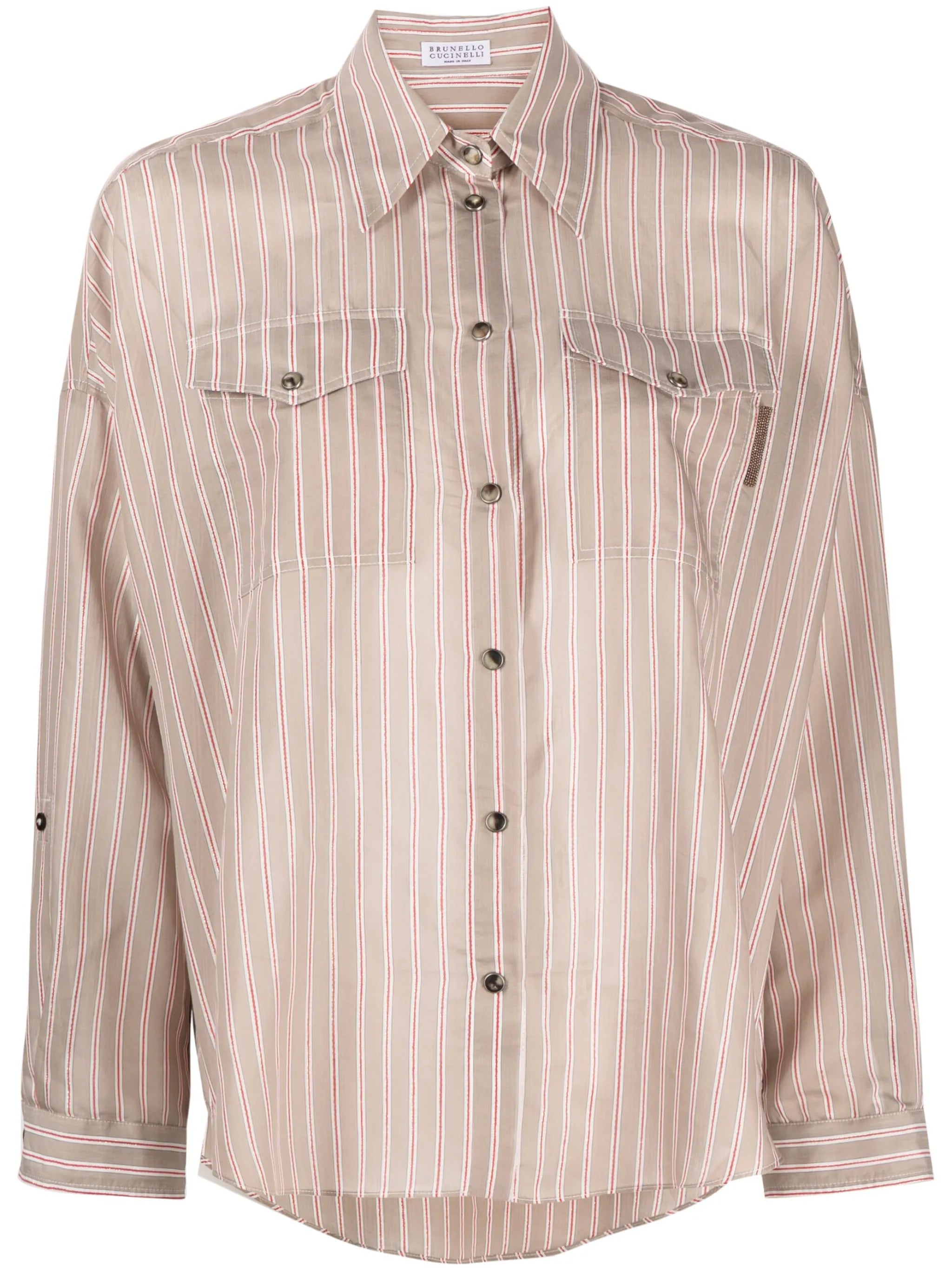 Monili bead-embellished striped shirt