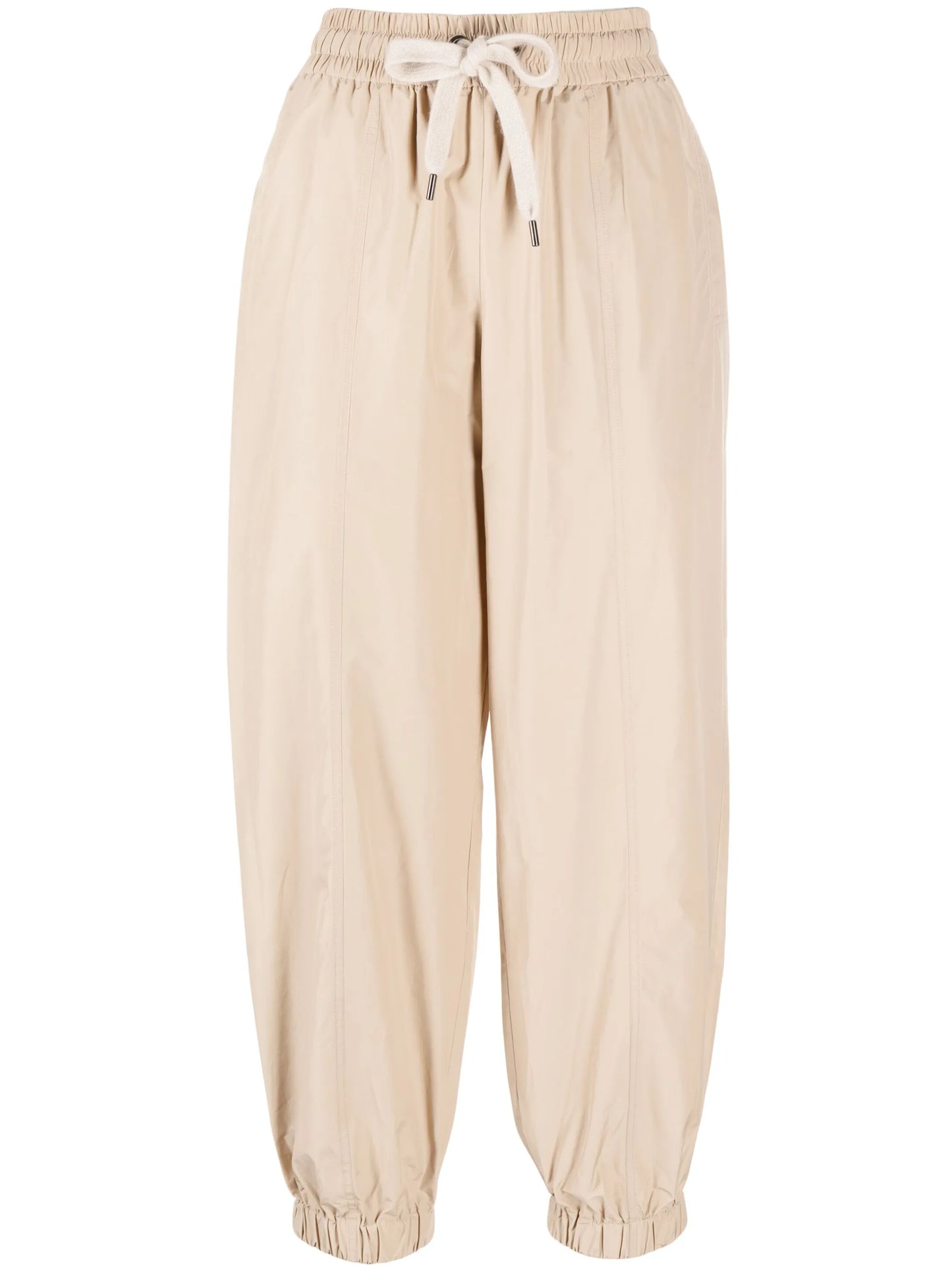 drawstring-waistband cotton trousers