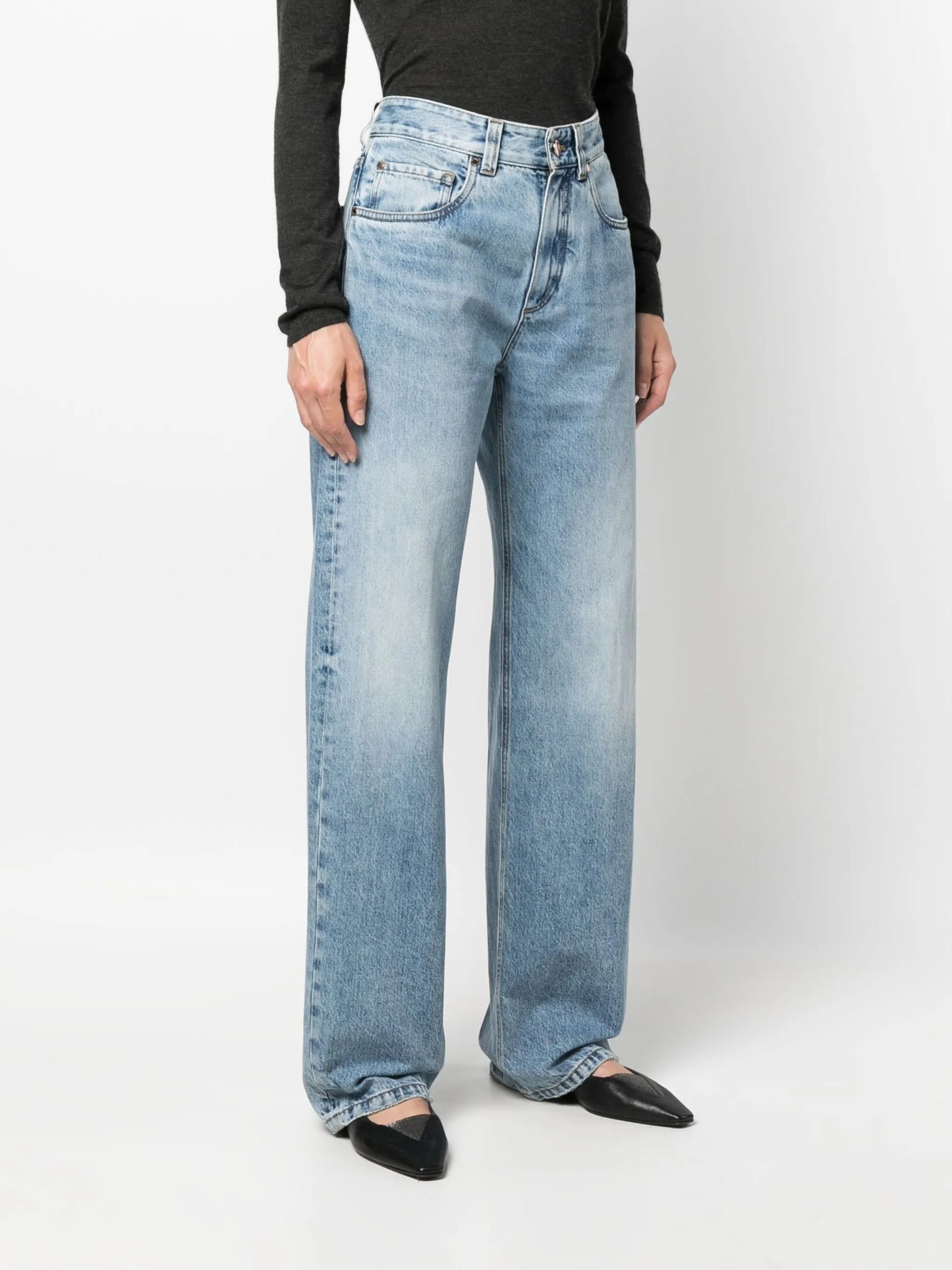 high-waisted wide-leg jeans