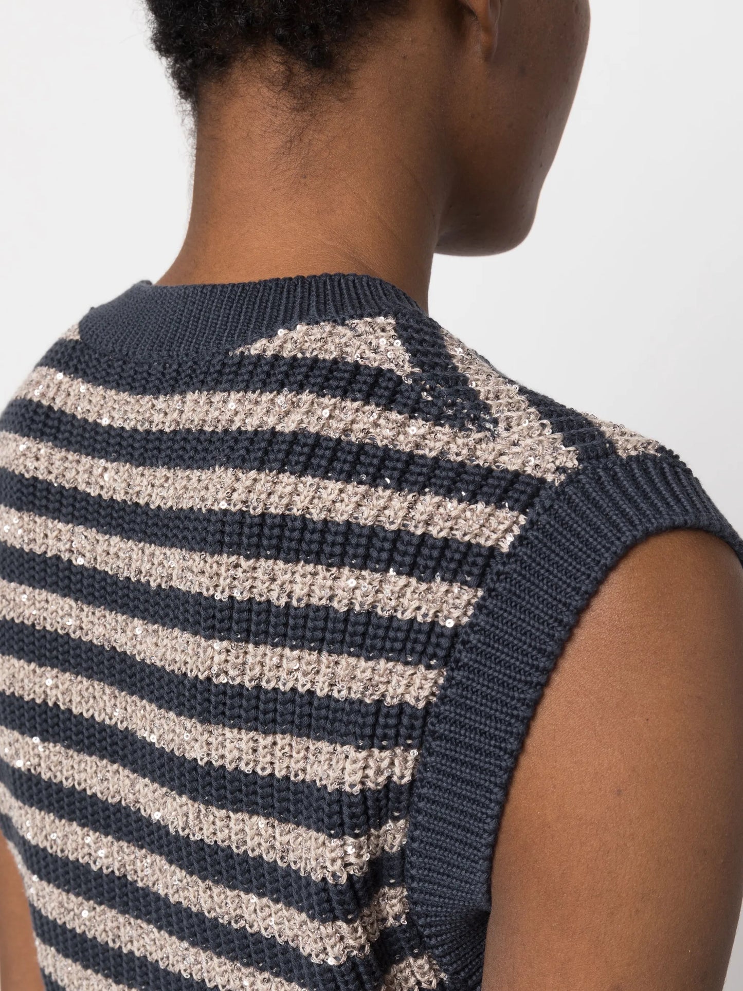 horizontal-stripe knitted vest