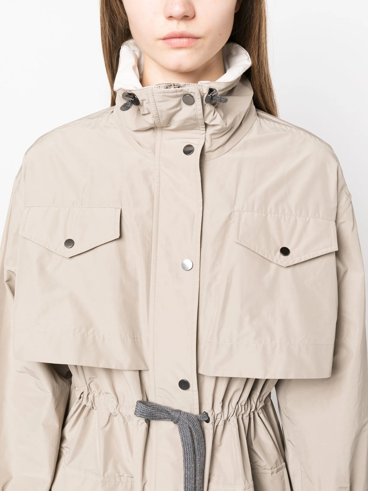 drawstring-waist trench coat