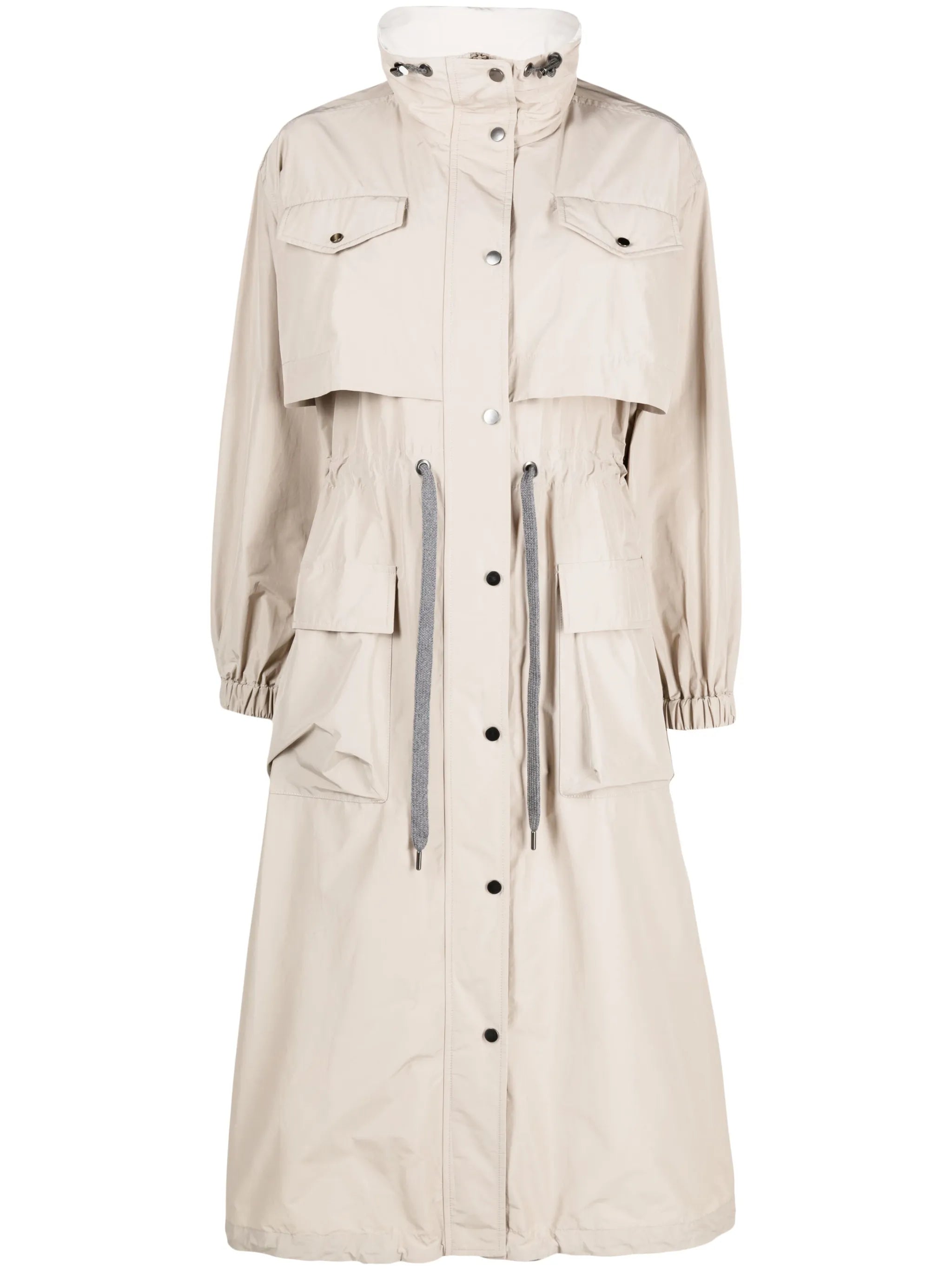 drawstring-waist trench coat