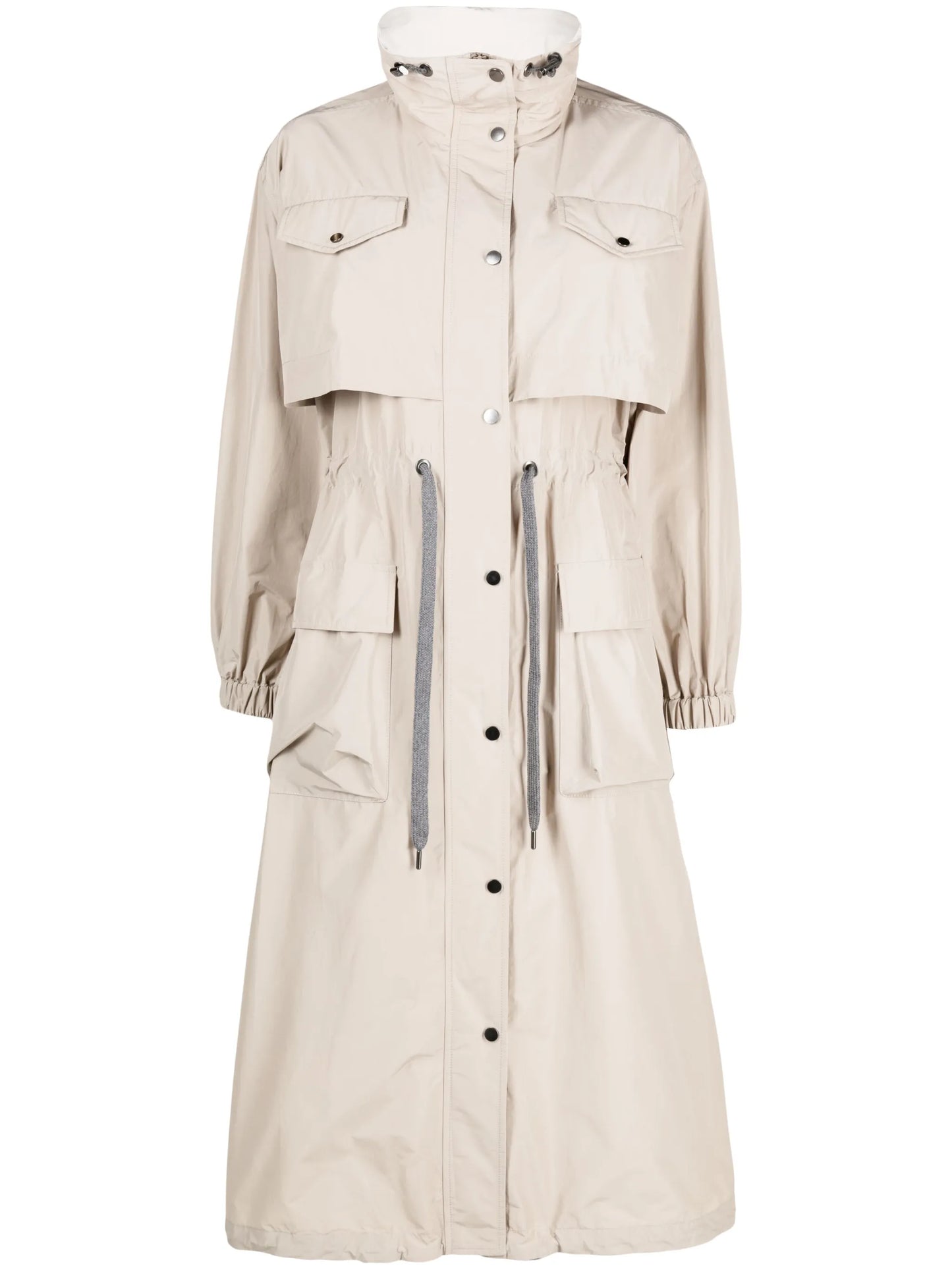 drawstring-waist trench coat