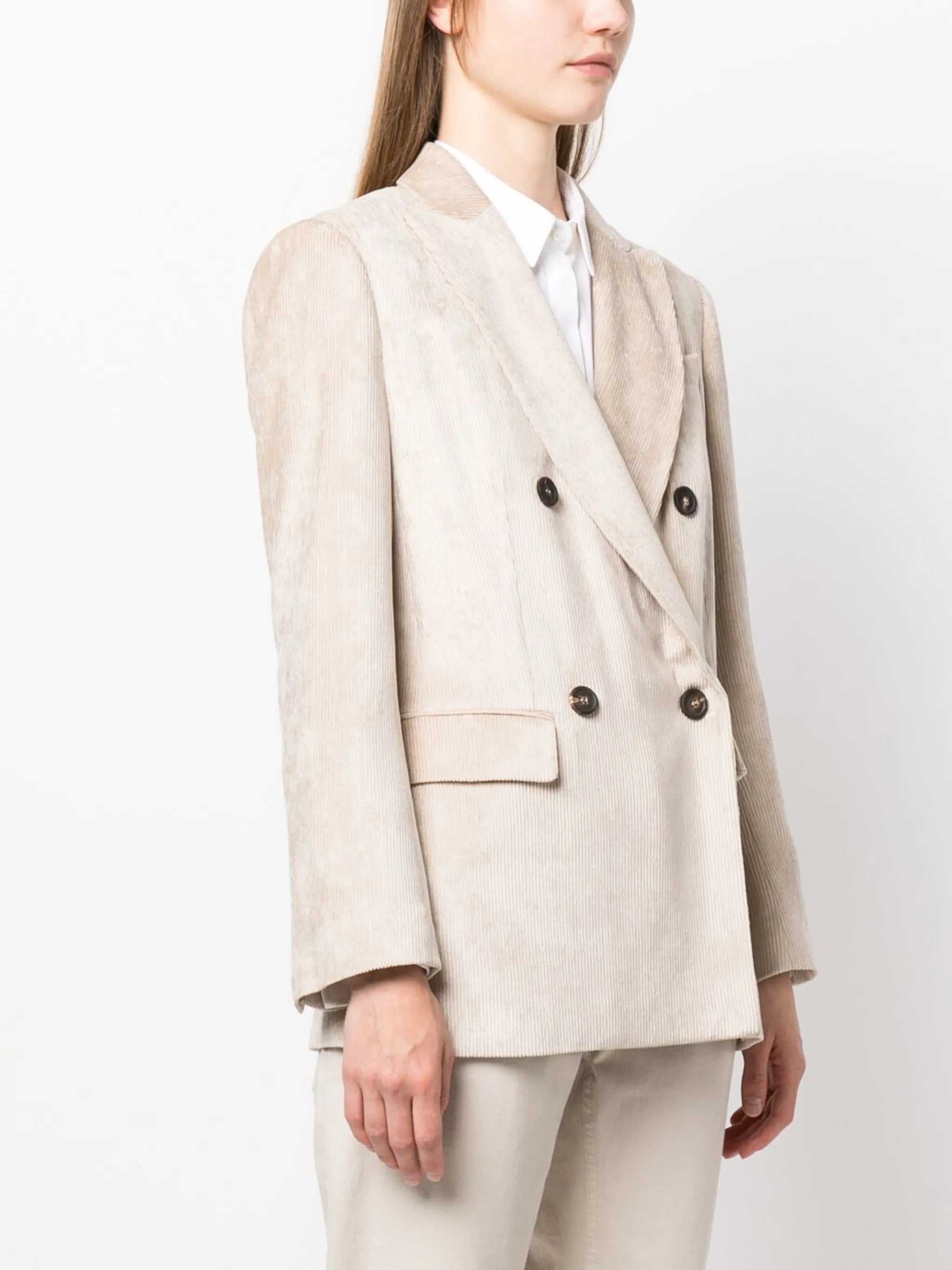 double-breasted corduroy blazer