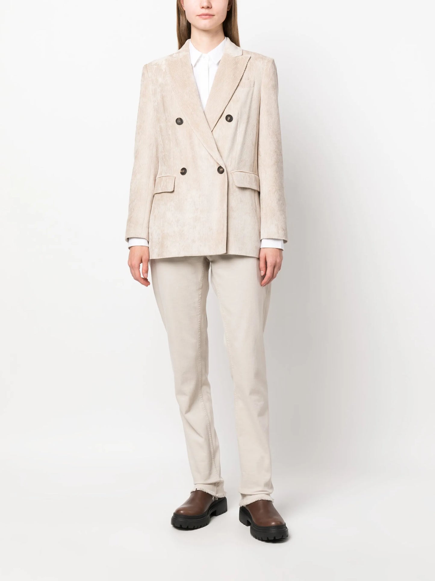 double-breasted corduroy blazer
