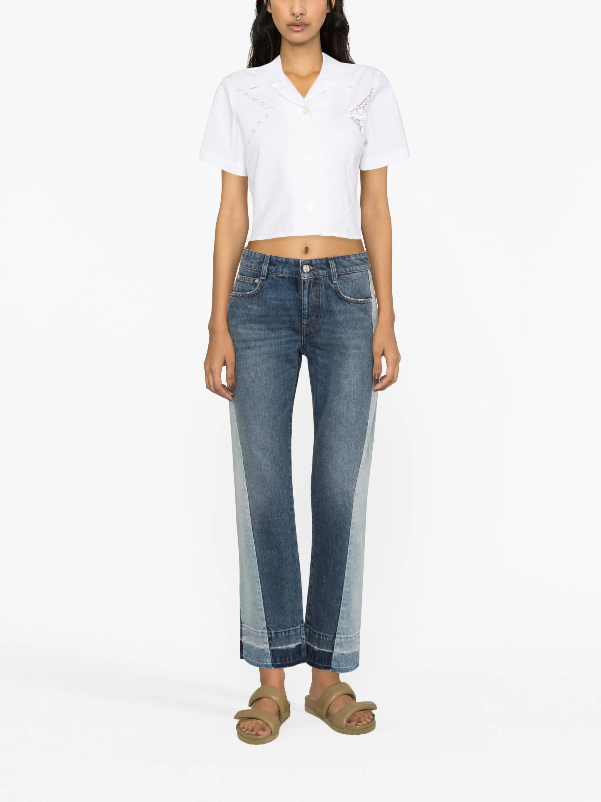 colour-block straight-leg jeans