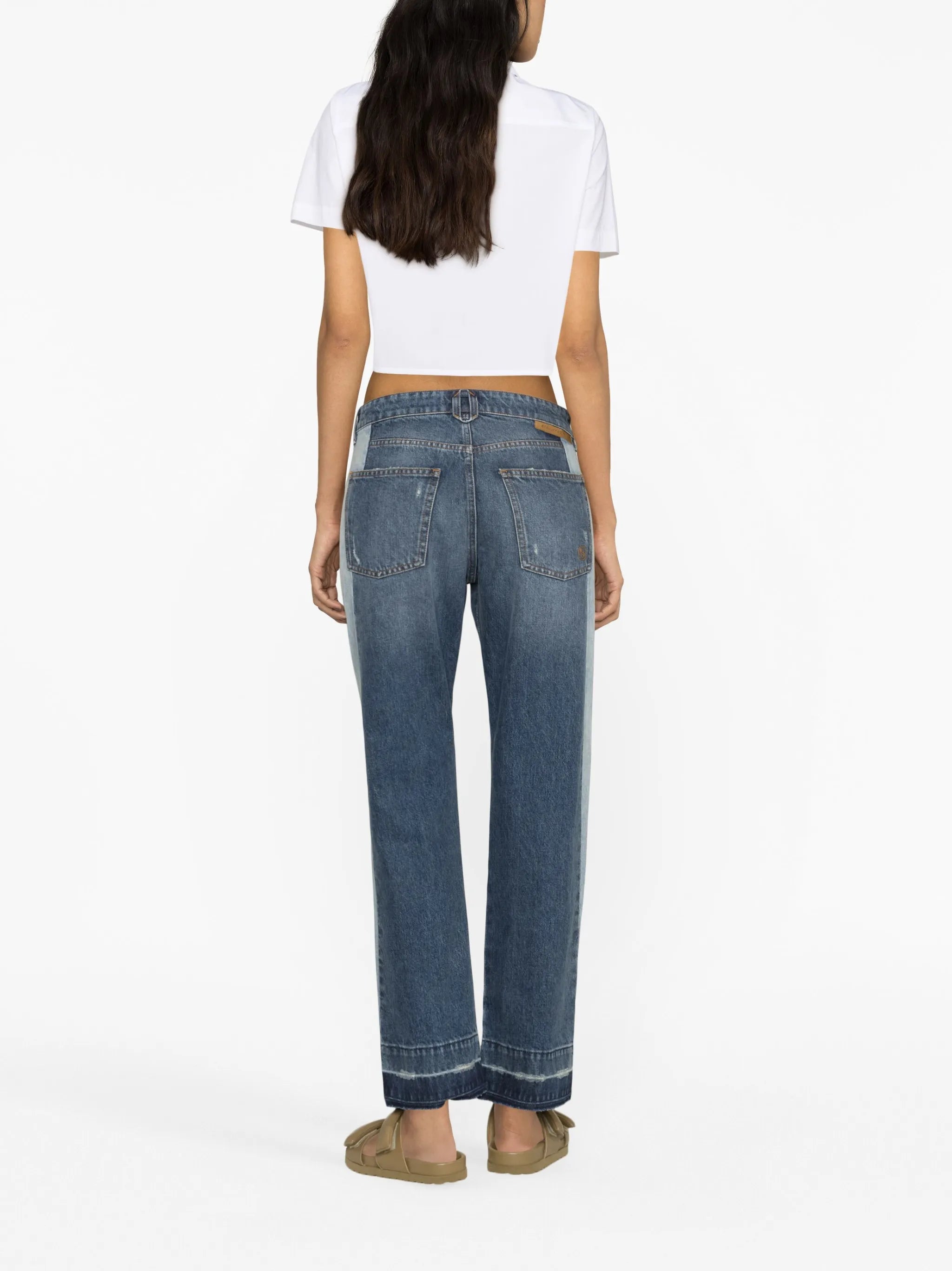 colour-block straight-leg jeans