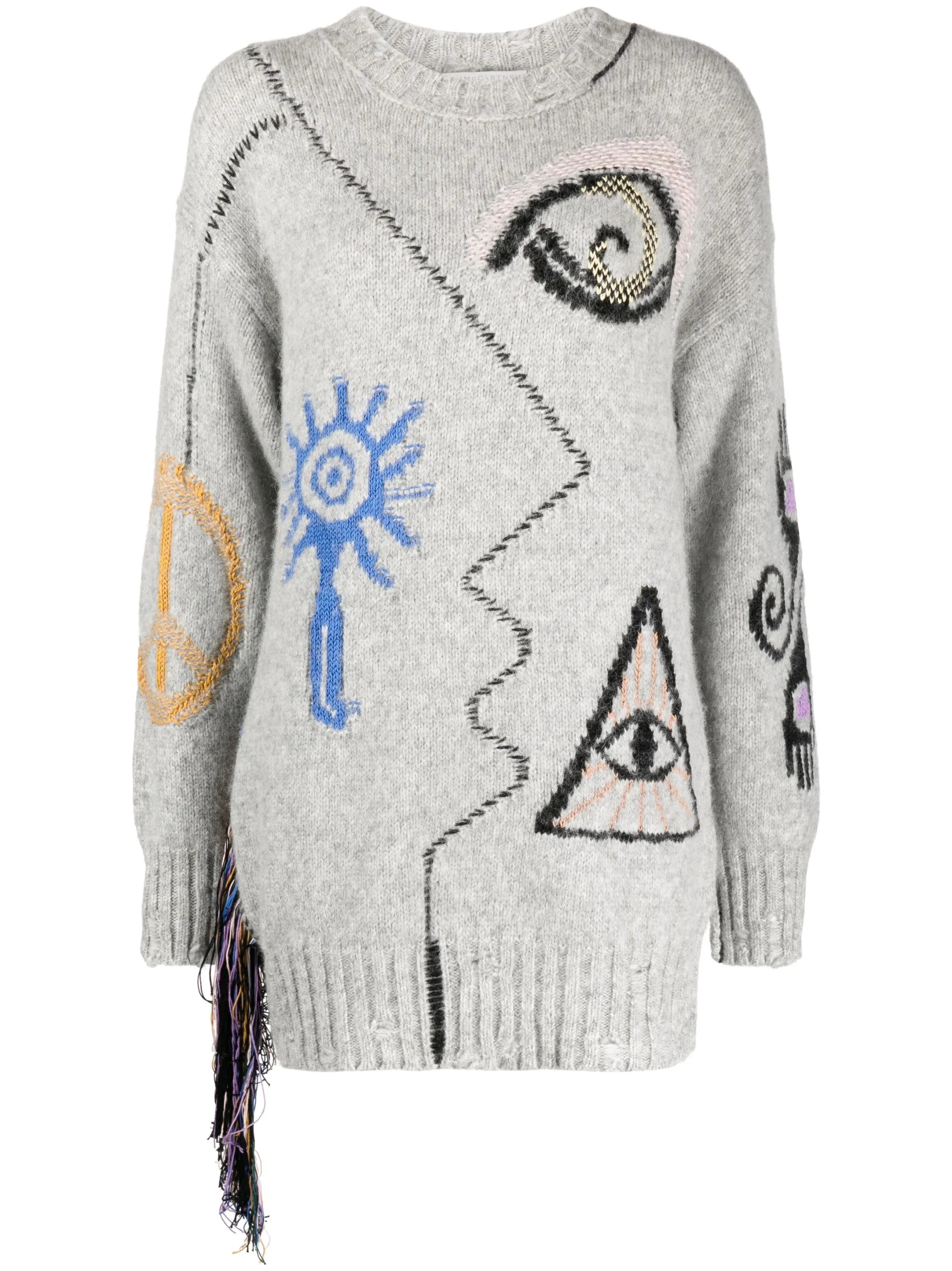 Folk graphic-embroidered jumper